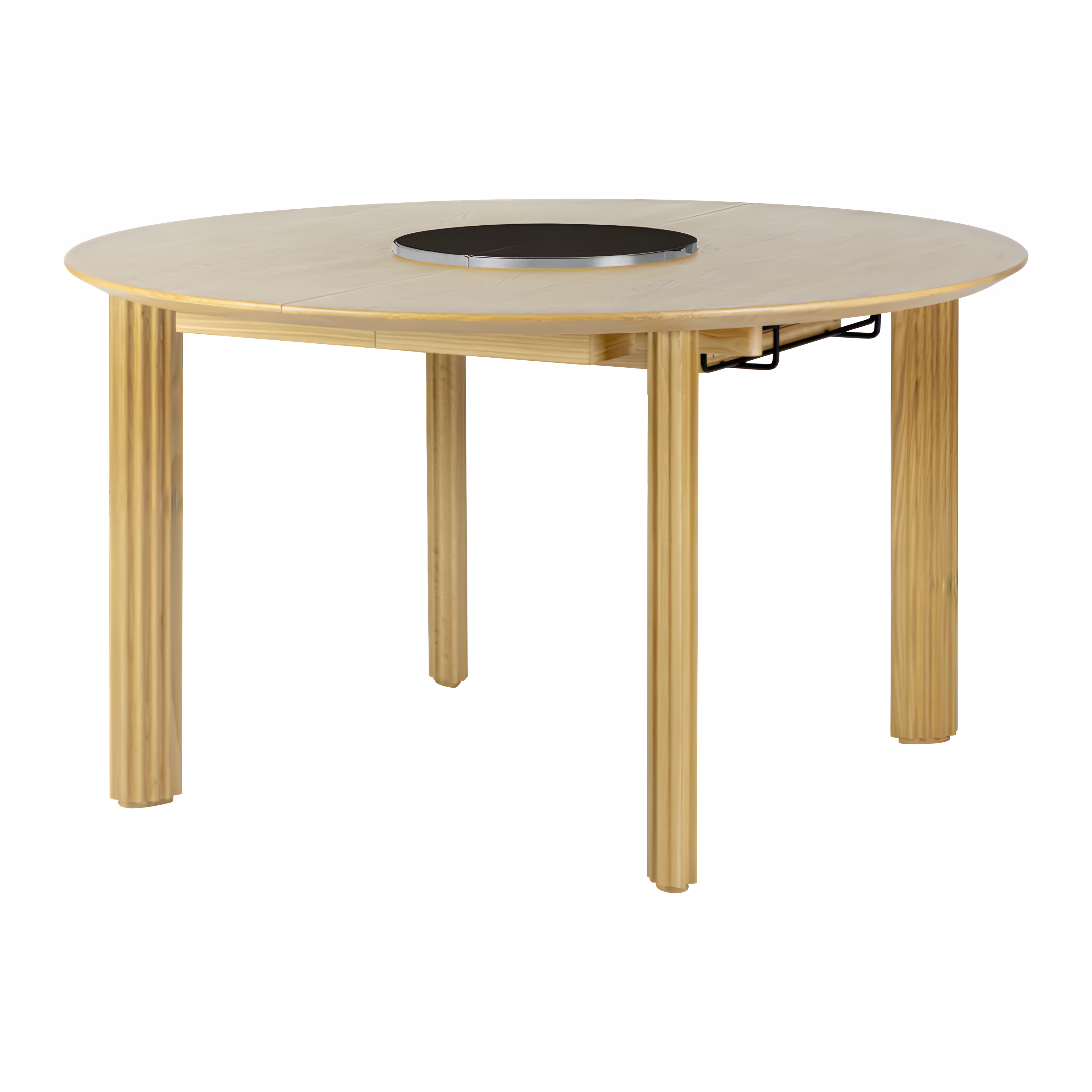 COMFORT CIRCLE round extendable table made of oak with a steel base