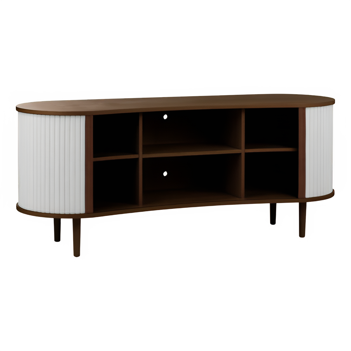 AUDACIOUS RTV Cabinet broken white with dark oak base