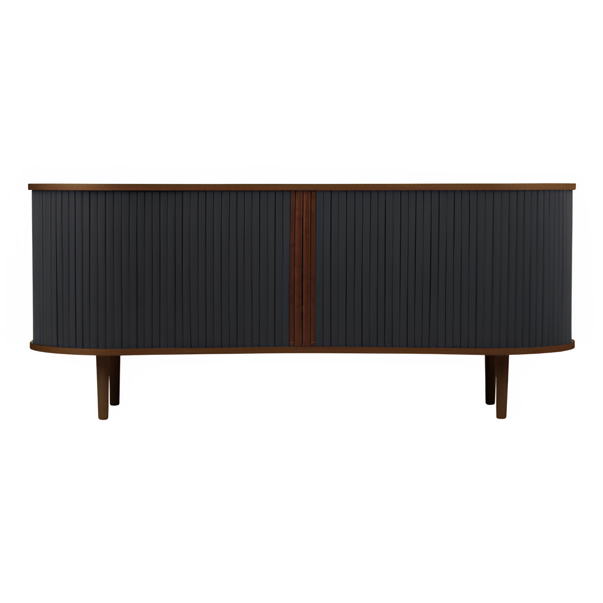 Komoda RTV AUDACIOUS antracitová s tmavým dubovým podstavcom