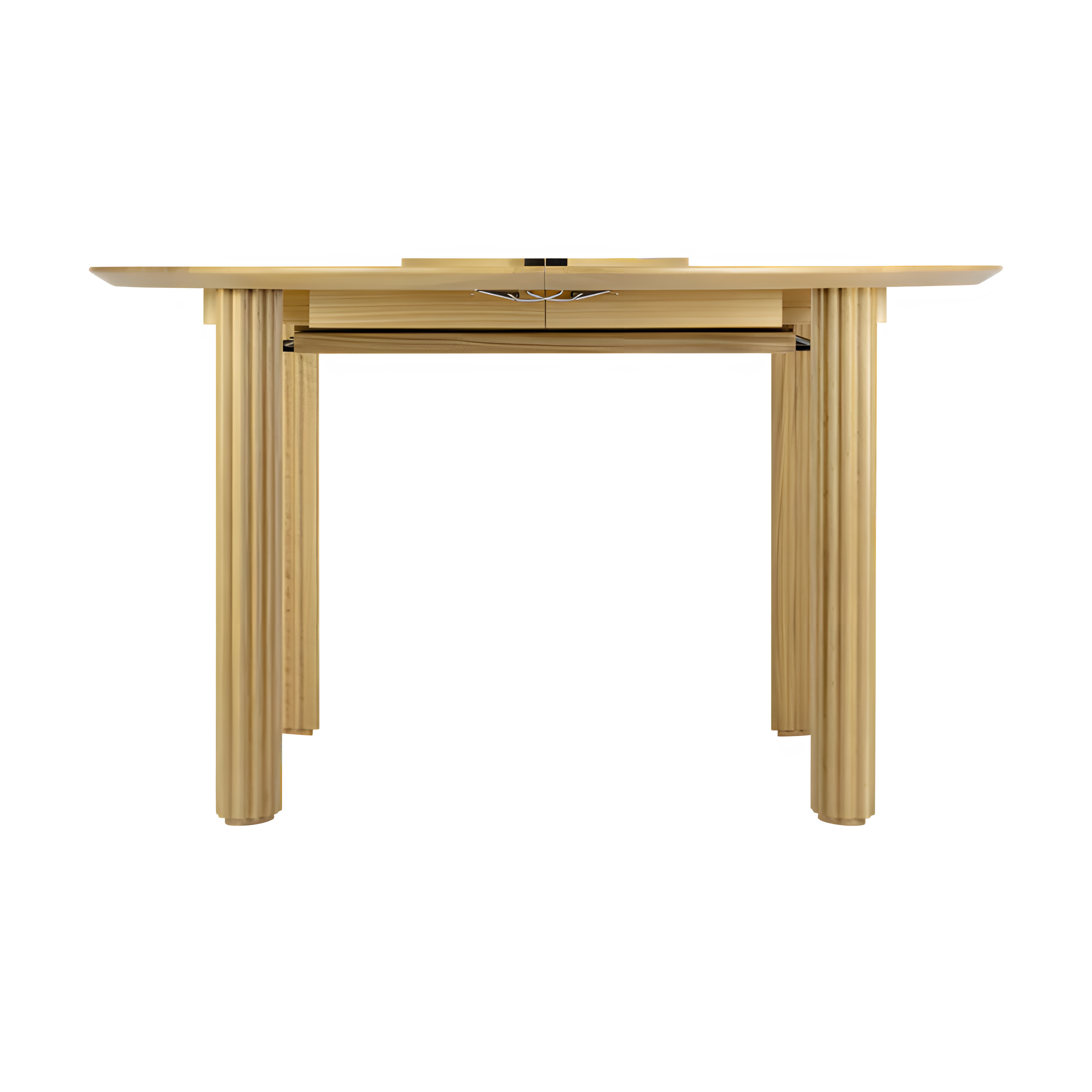 COMFORT CIRCLE round extendable table made of oak with a marble base