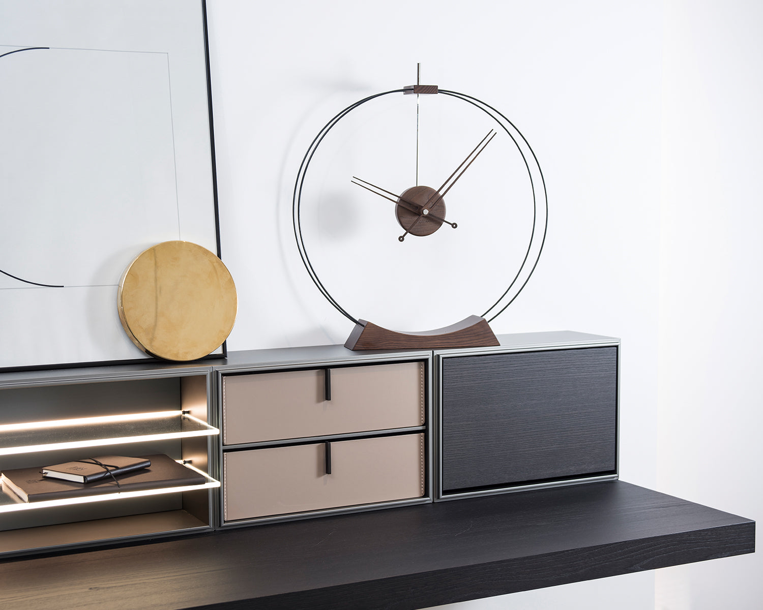 Stolový hodiny AIRE jaseňové s čiernym