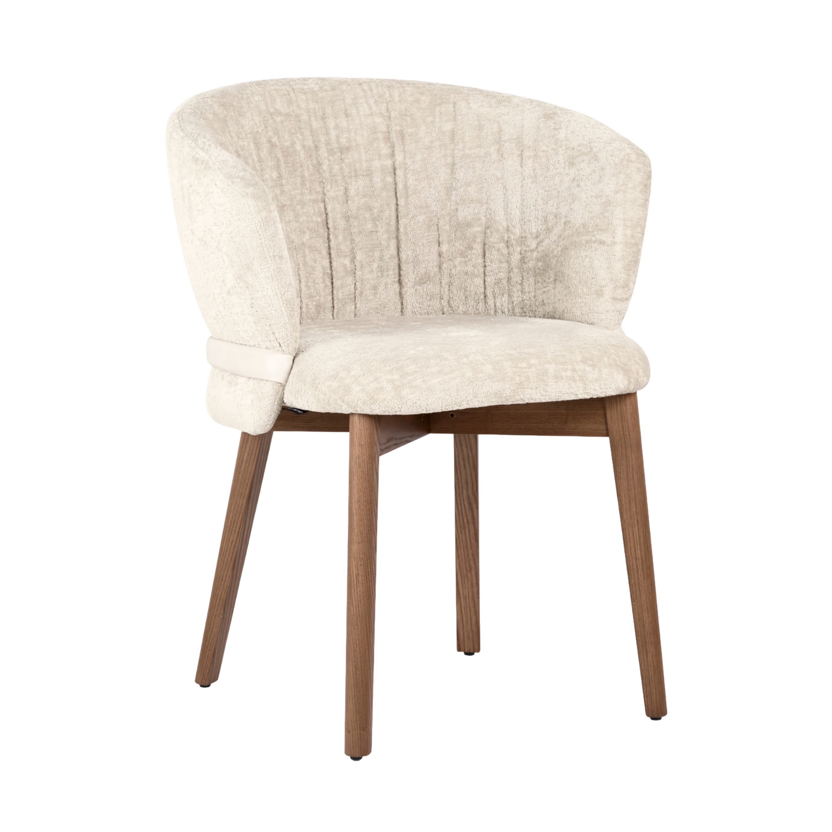 VANILLA upholstered chair with walnut base