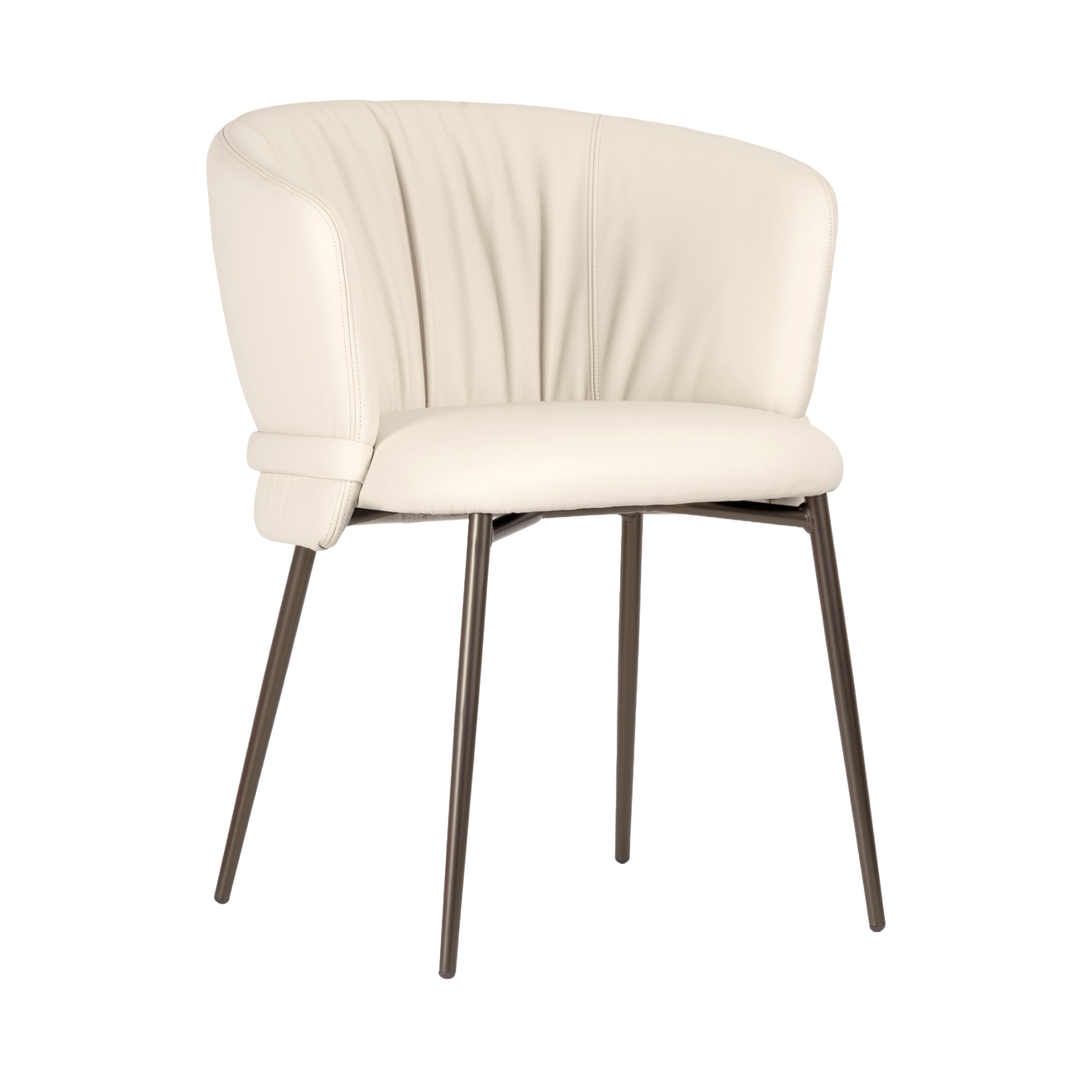 VANILLA upholstered chair with a brown metal base