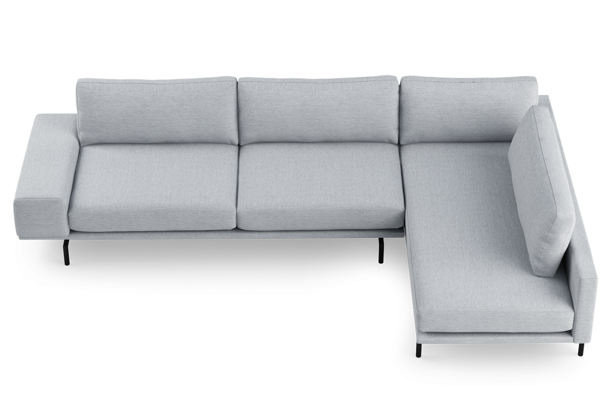 Rohová sedačka pre 4 osoby pravostranná BRIXTON čalúnená s čiernym podstavcom