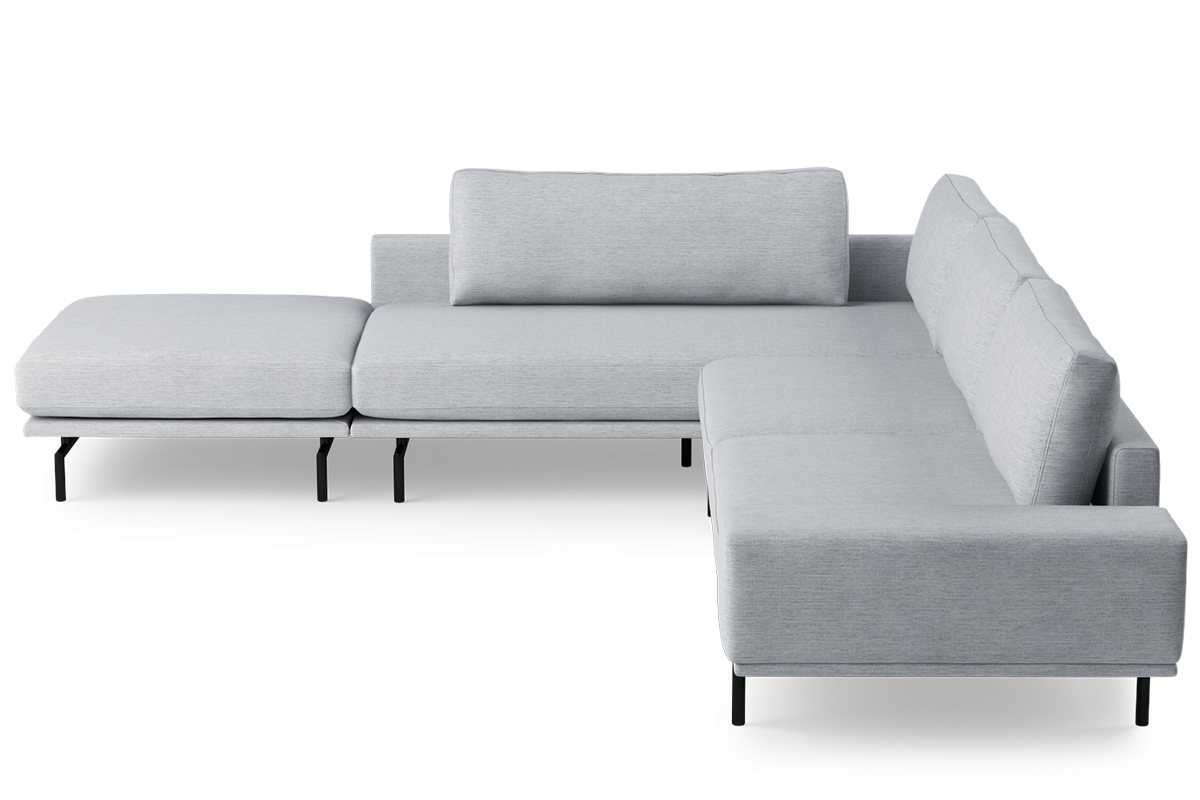 Rohová sedačka pre 5 osôb ľavostranná BRIXTON čalúnená s čiernym podstavcom