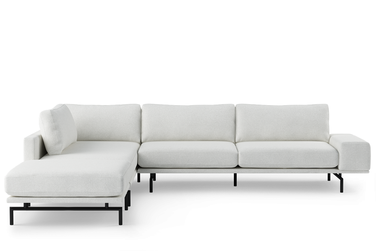 Rohová sedačka pre 5 osôb ľavostranná BRIXTON čalúnená s čiernym podstavcom