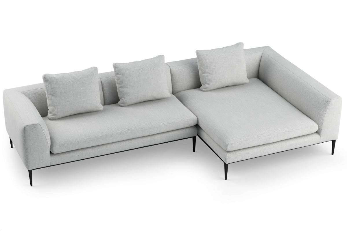 3-Seater Right-Hand Corner Sofa NASH Upholstered with Black Base