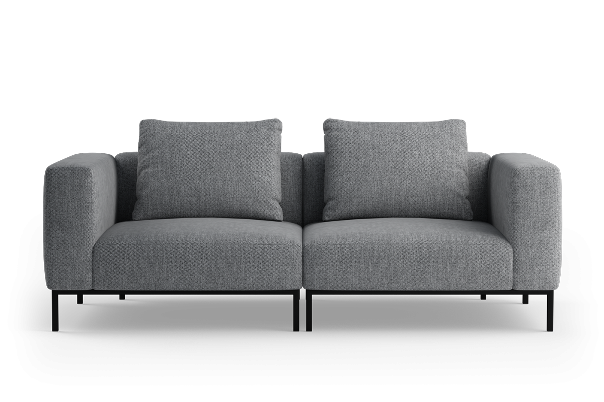 Modulárna 2-miestna pohovka HOLDEN čalúnená s čiernym podstavcom