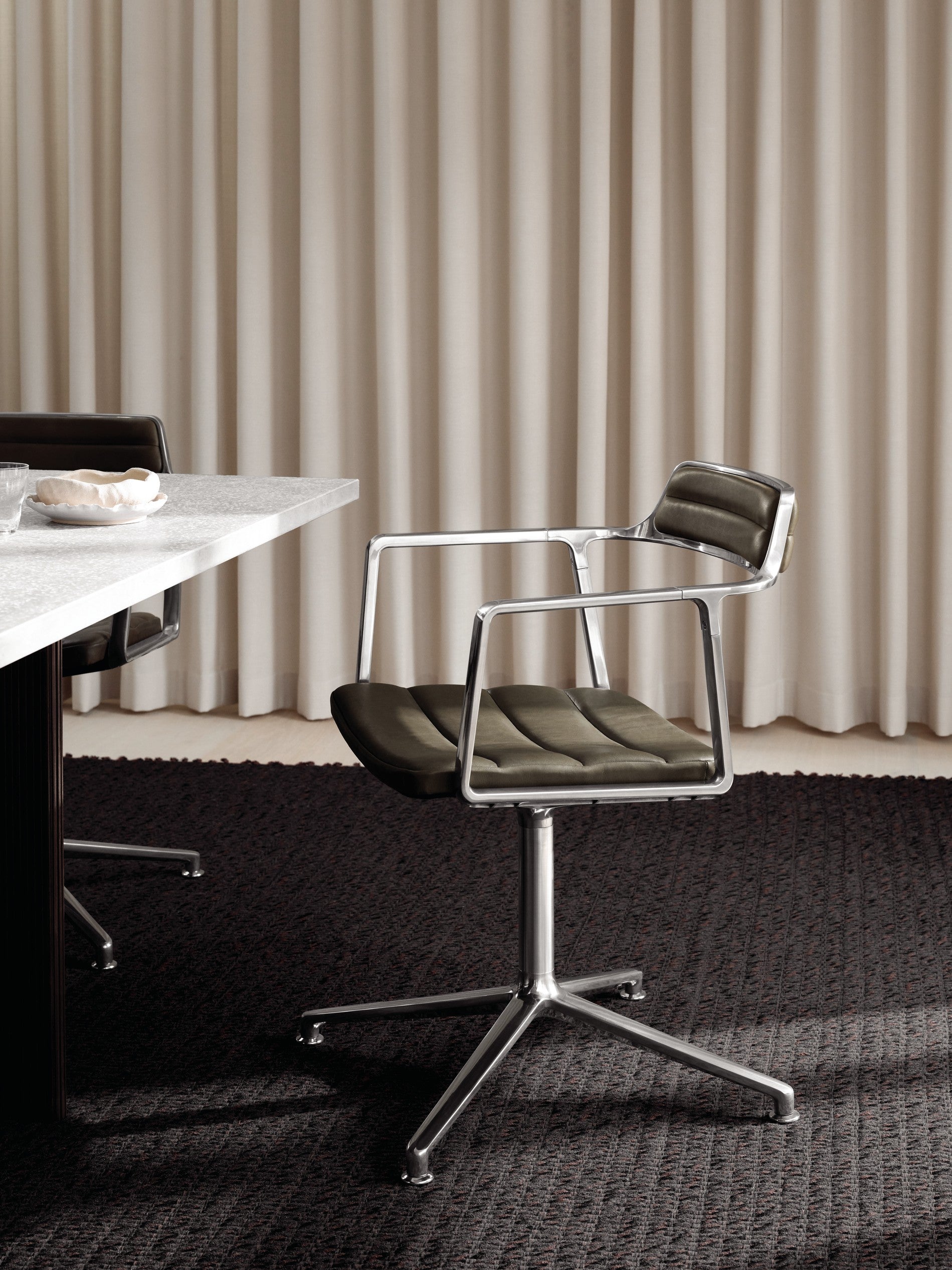 Office chair 452 light gray fabric with metal base