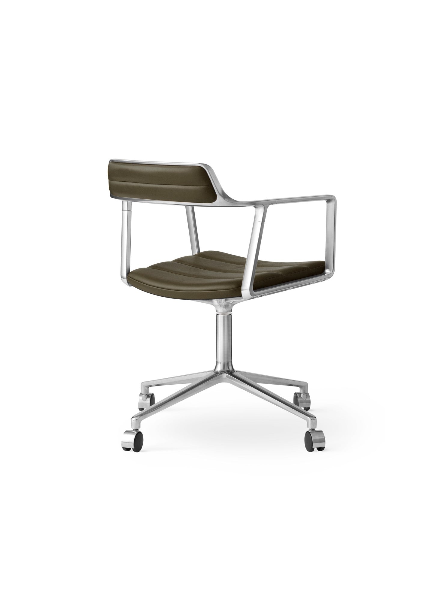 Office Chair 452 Green Leather with Metal Base