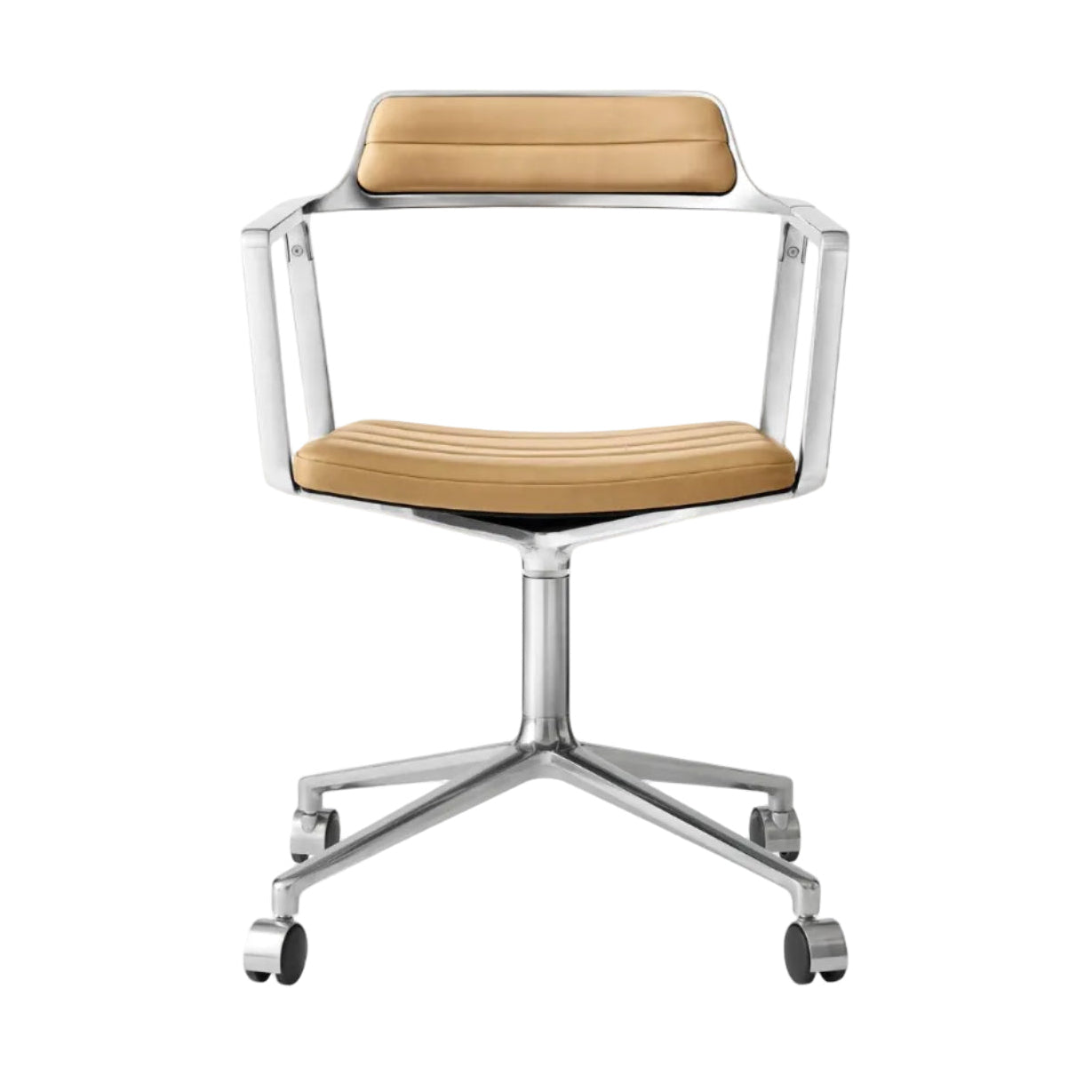 Office chair 452 caramel leather with metal base
