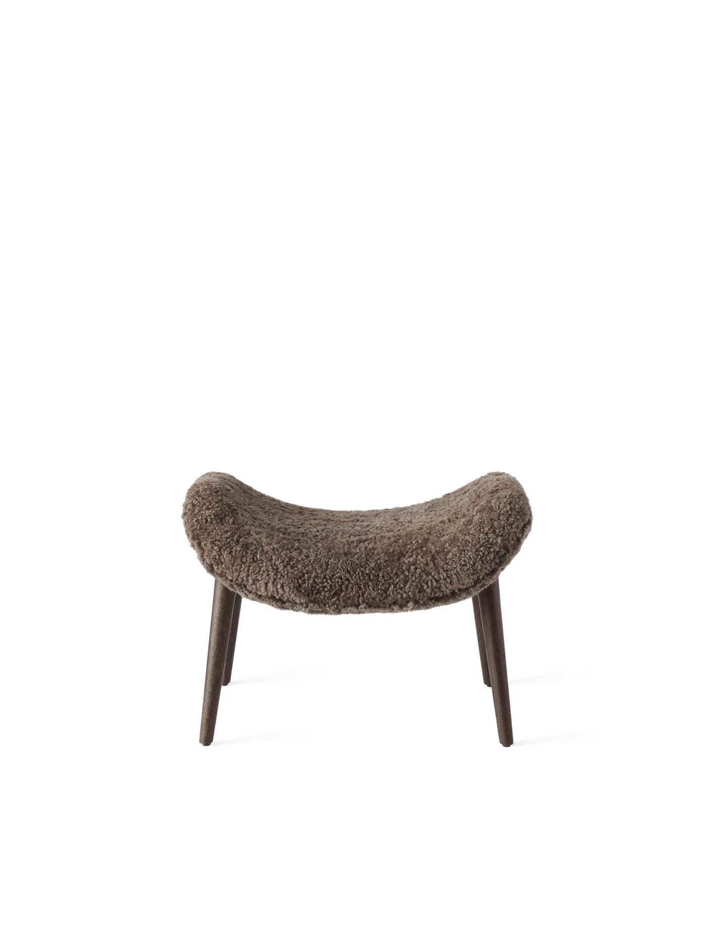 Lodge Brown Sheepskin Ottoman with Dark Oak Base