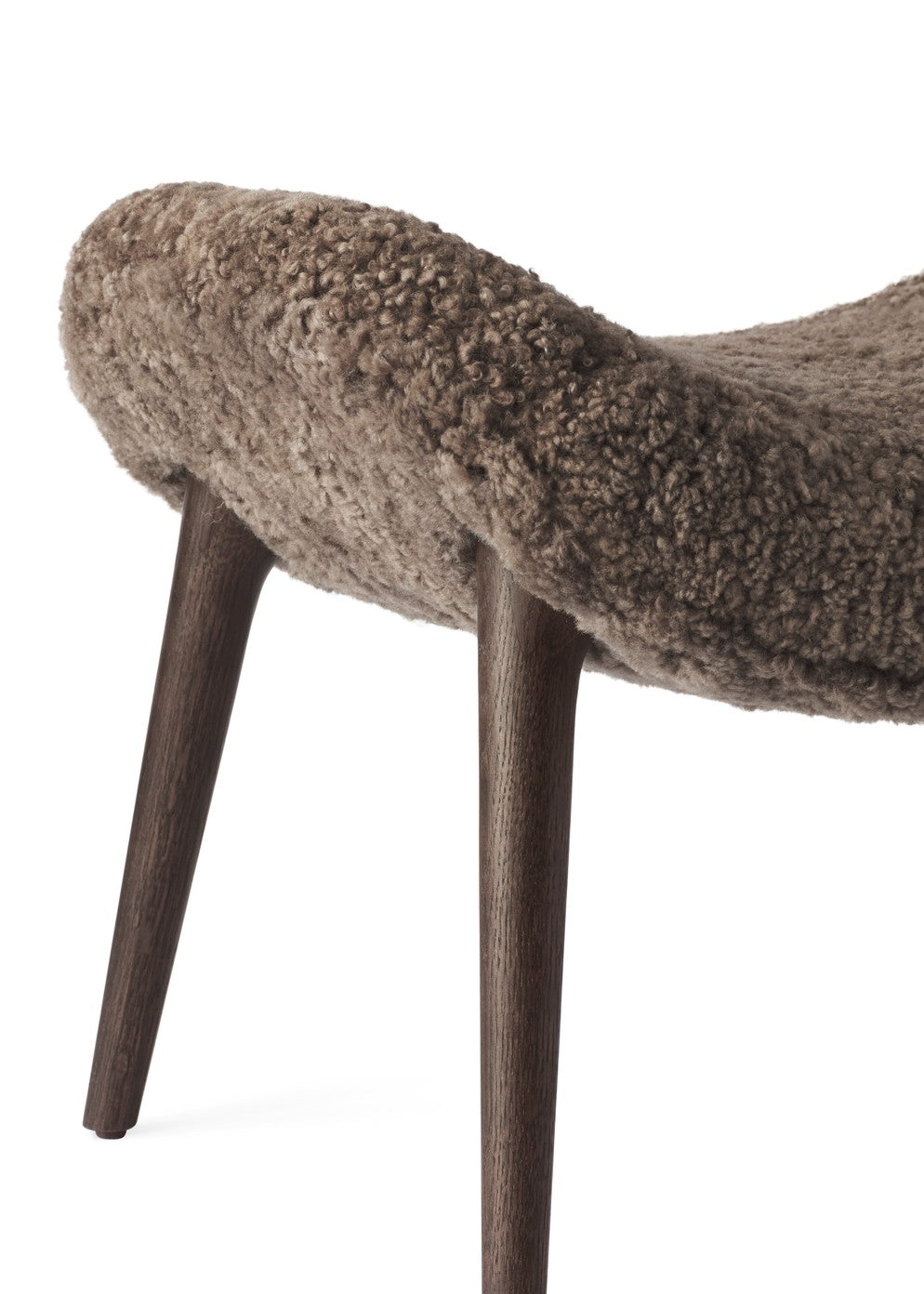 Lodge Brown Sheepskin Ottoman with Dark Oak Base
