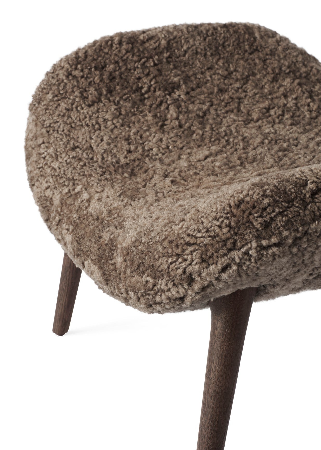 Lodge Brown Sheepskin Ottoman with Dark Oak Base