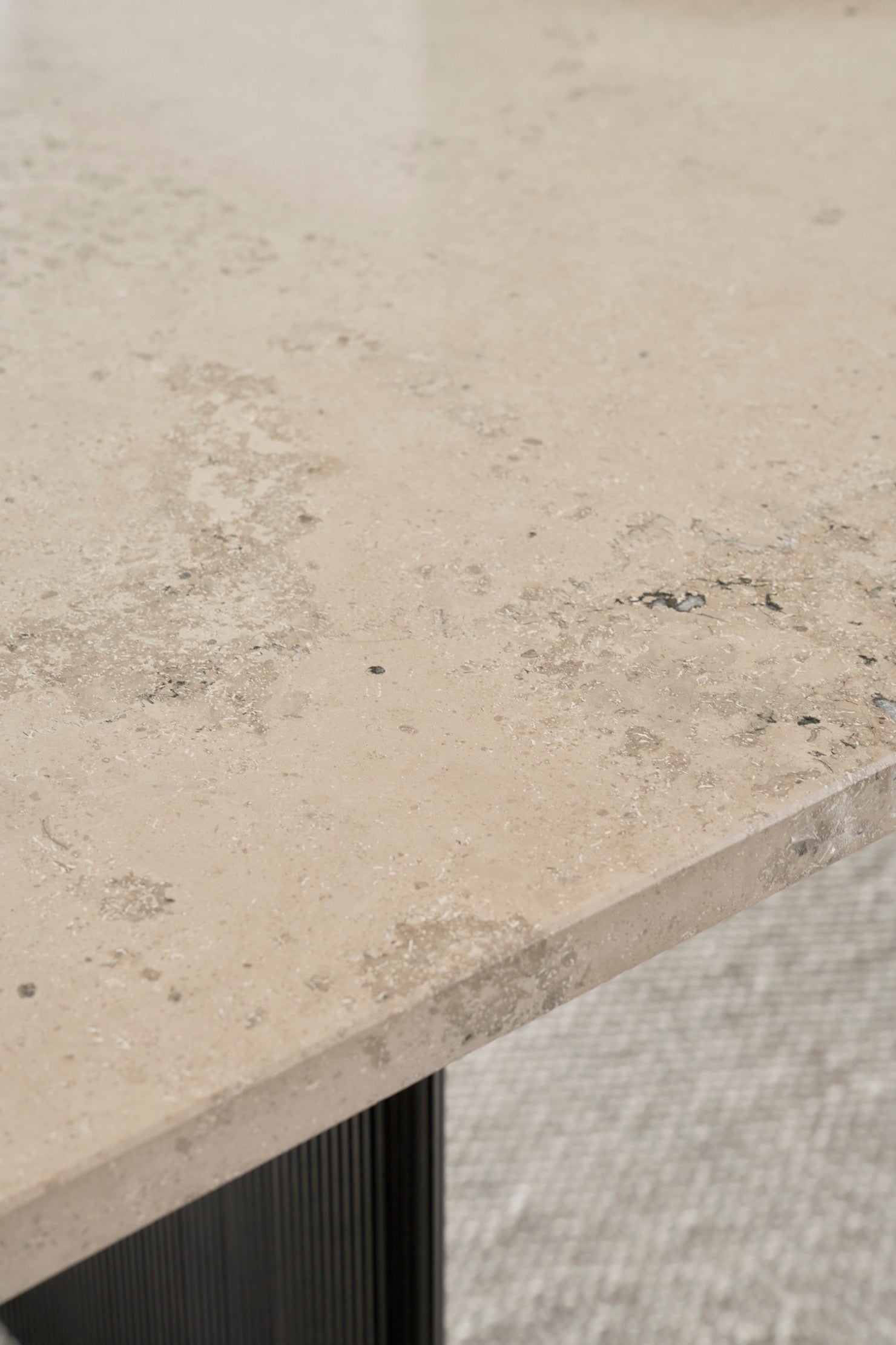 CABIN Table with Gray Limestone Top and Light Oak Base
