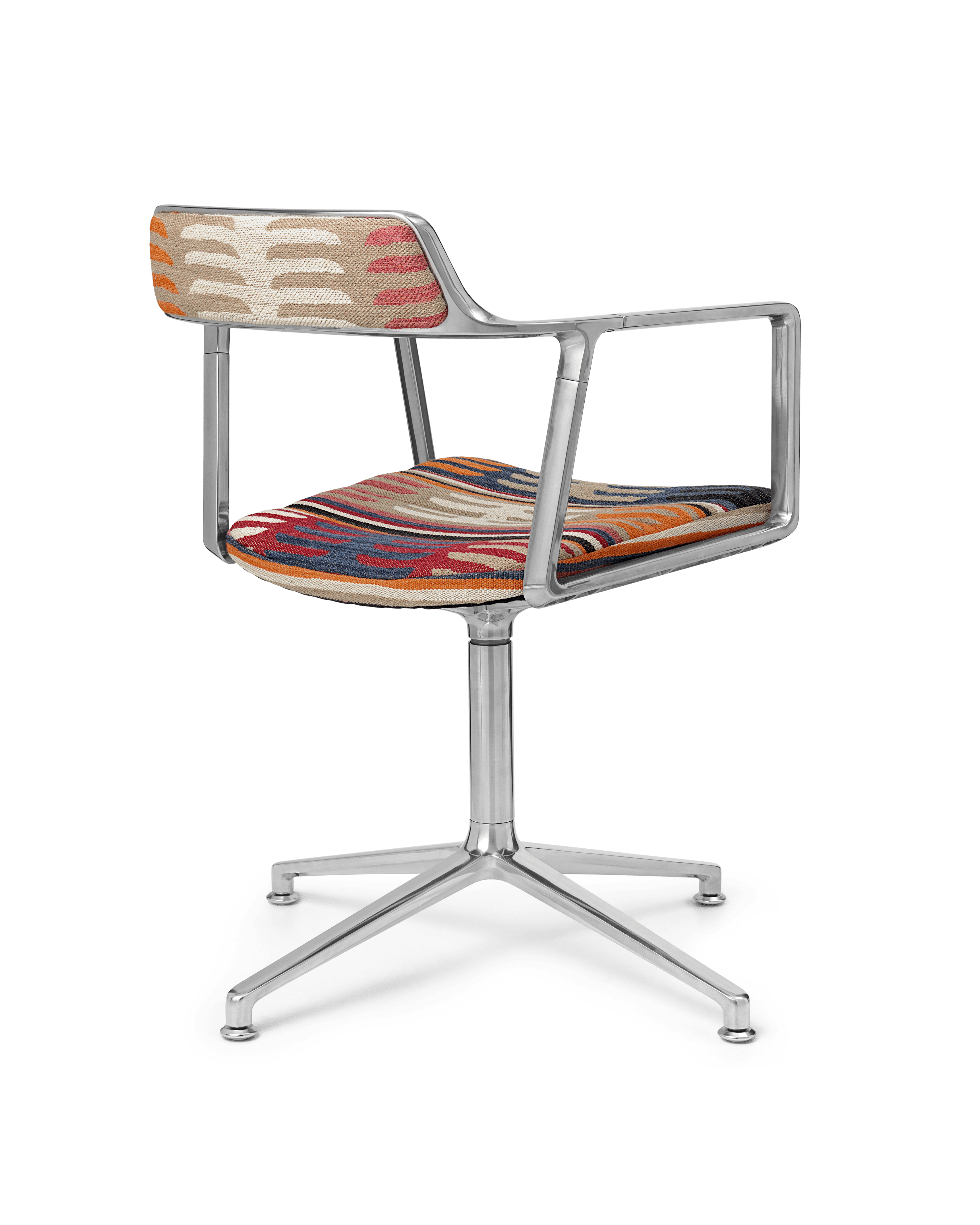 Kancelárske kreslo 452 - TODOS SANTOS v modrej a oranžovej farbe s kovovým podstavcom