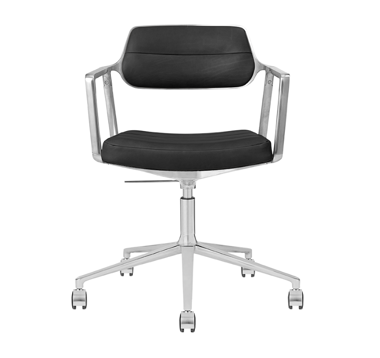 Office chair 453+ black leather with metal base