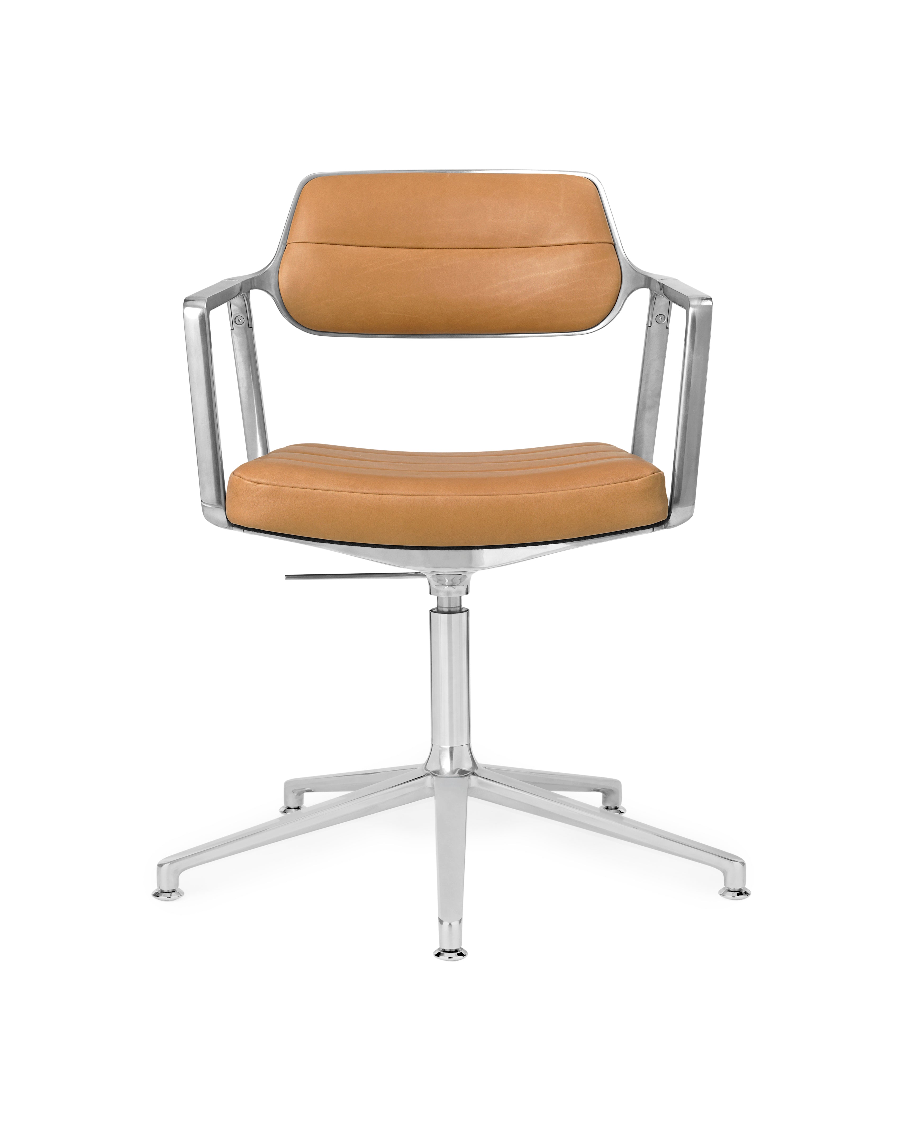 Office chair 453+ caramel leather with metal base