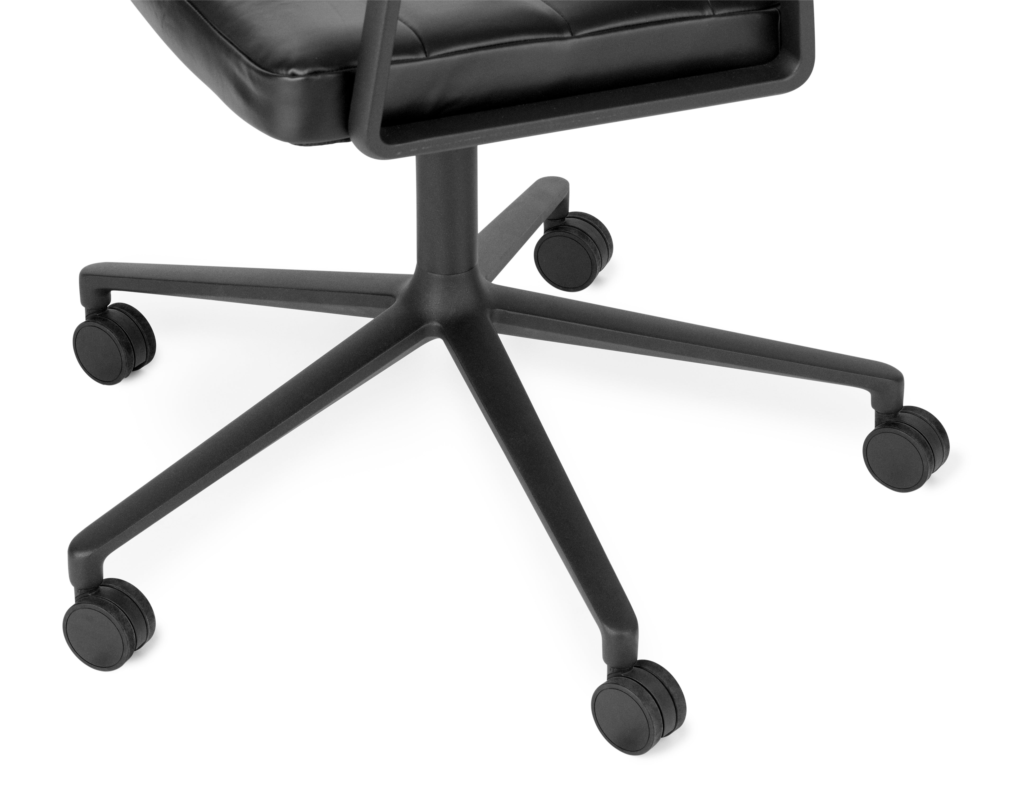 Office chair 453+ black leather with black metal base