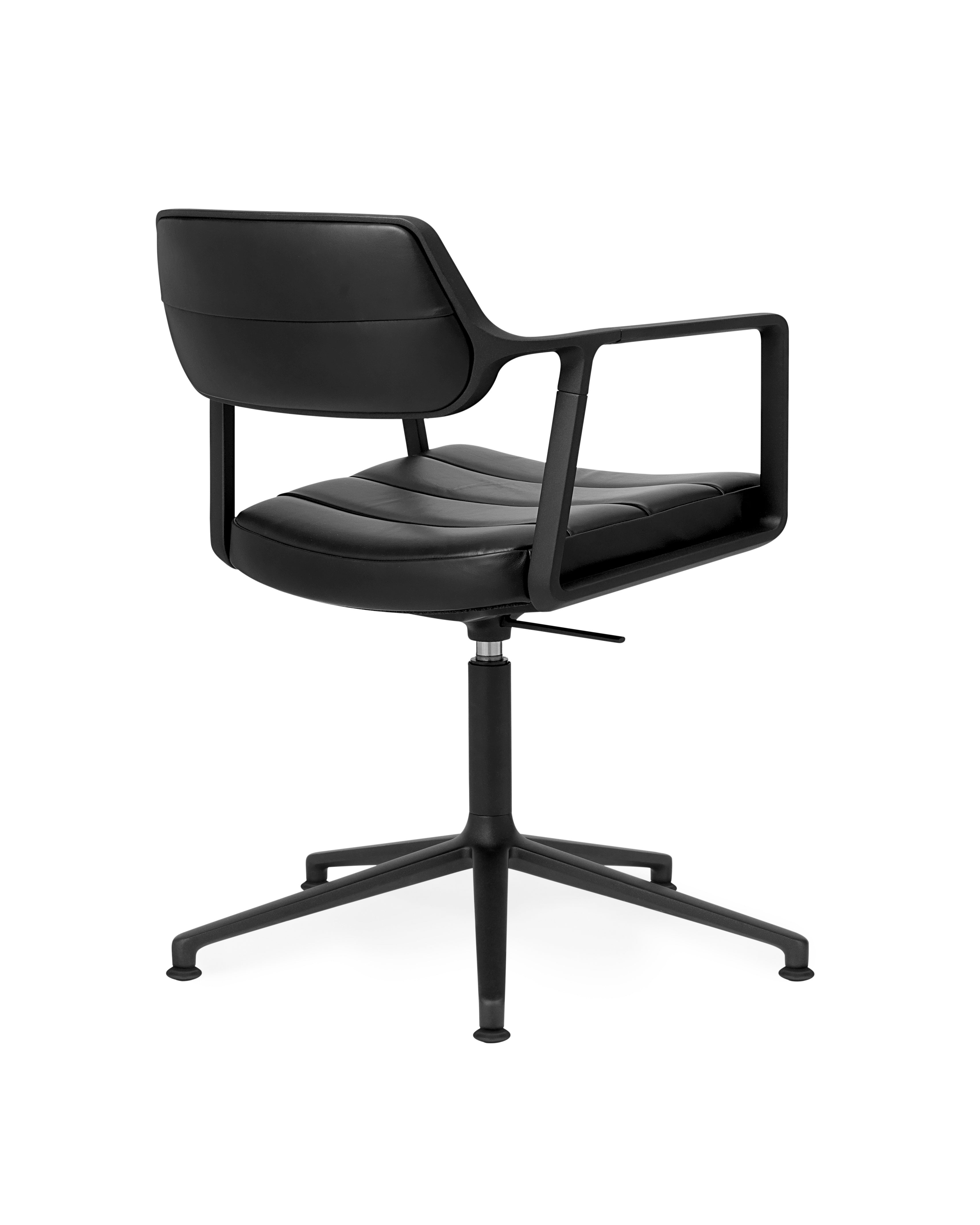 Office chair 453+ black leather with black metal base