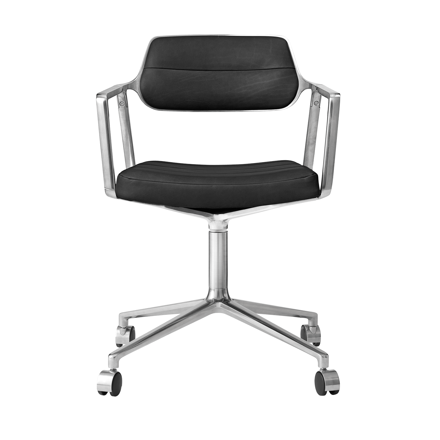 Office chair 453 black leather with metal base