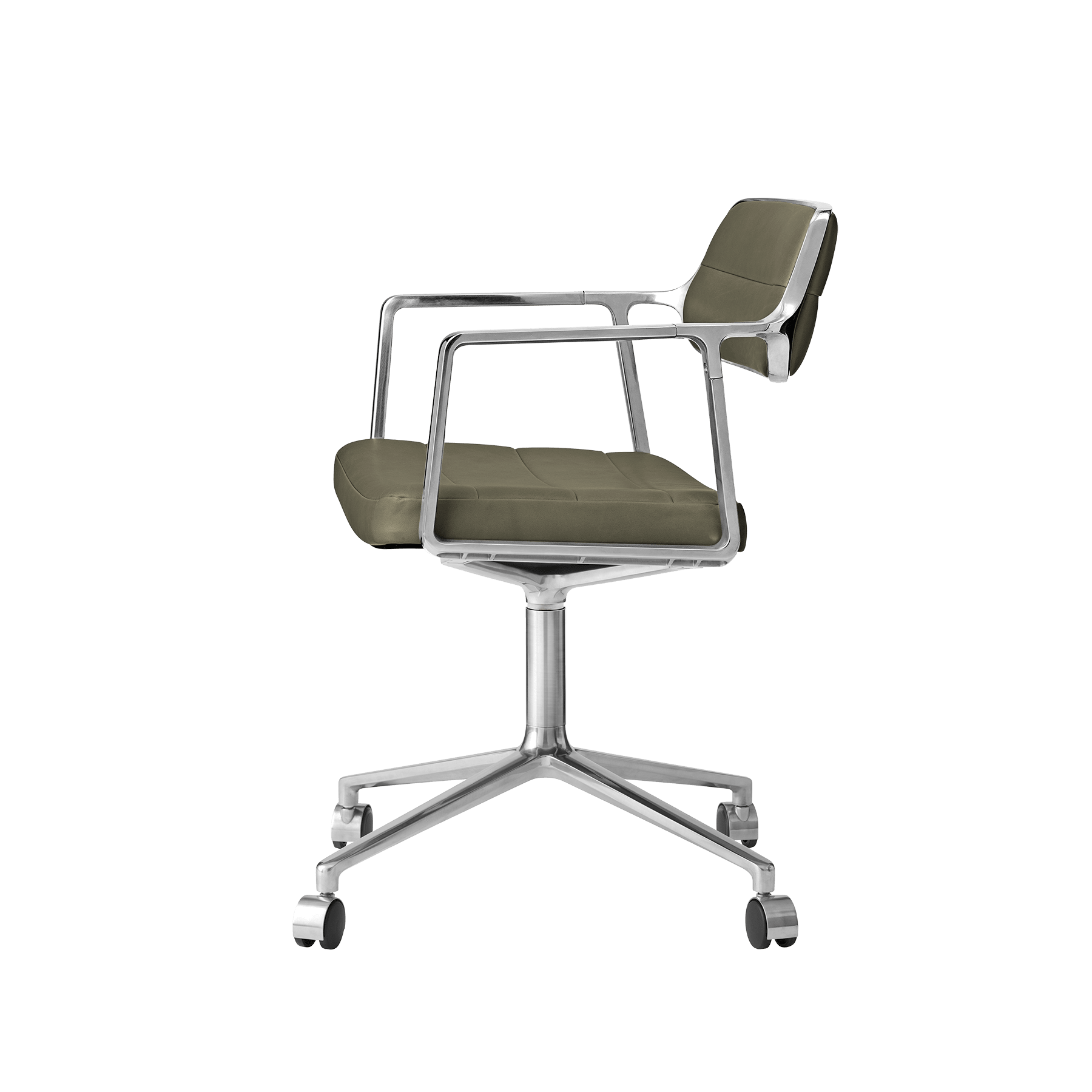 Office chair 453 green leather with metal base
