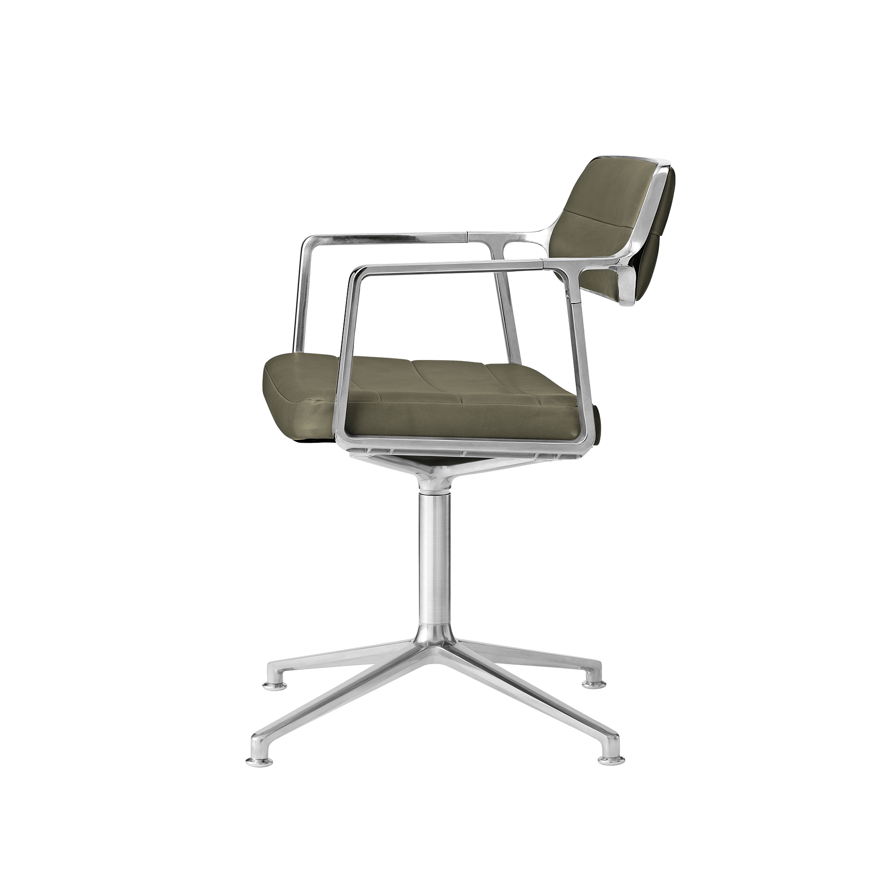 Office chair 453 green leather with metal base