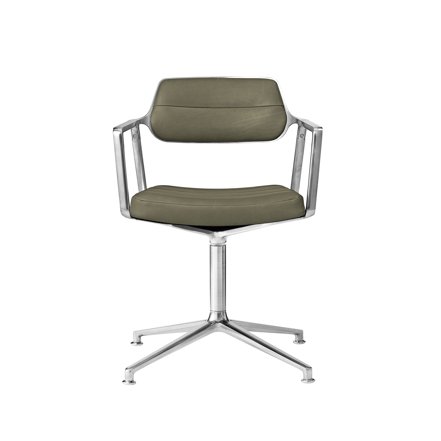 Office chair 453 green leather with metal base