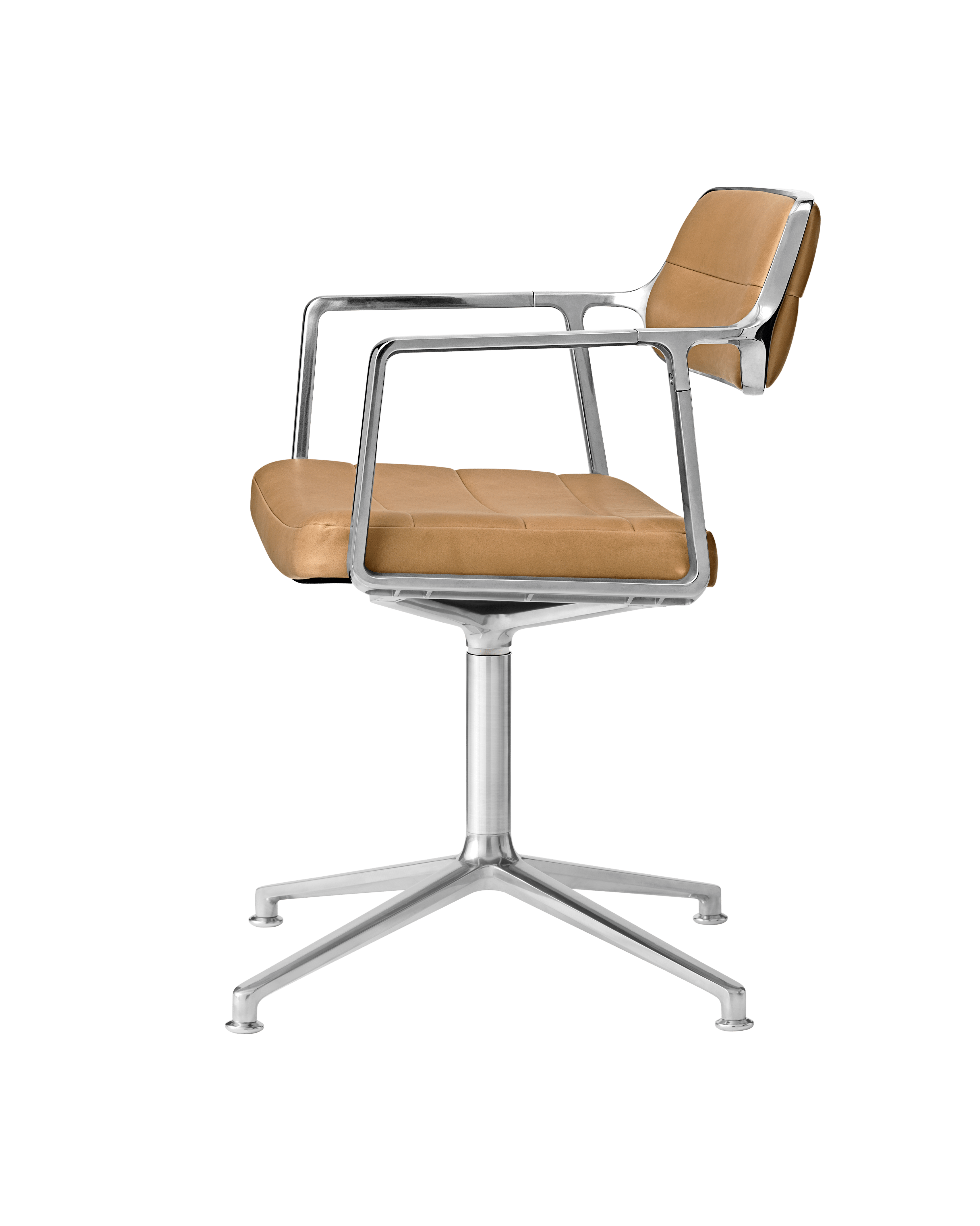 Office Chair 453 Caramel Leather with Metal Base
