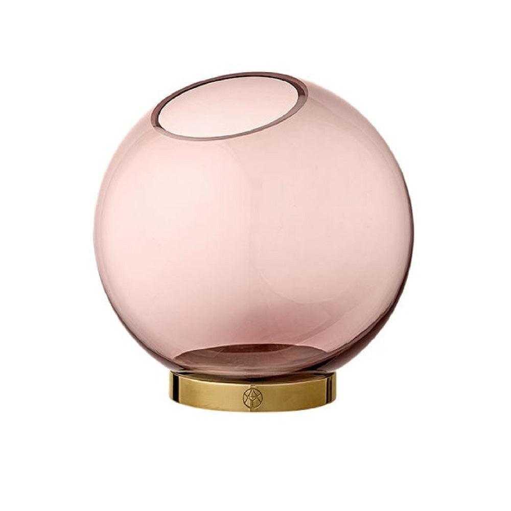 Wazon GLOBE różowy ze złotą podstawą AYTM Eye on Design