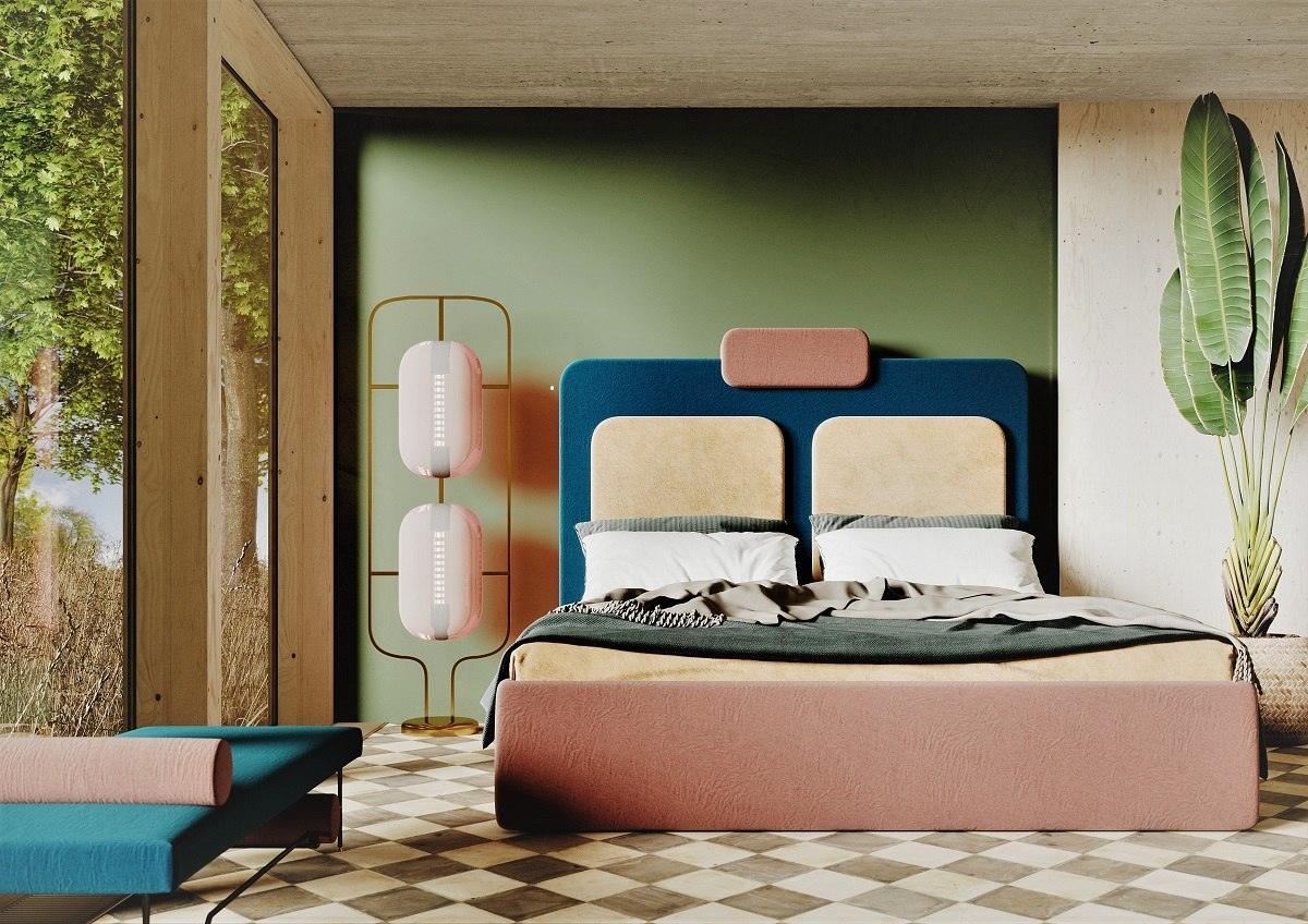 Wezgłowie PLUM 7 żółty z fioletowym Happy Barok Eye on Design