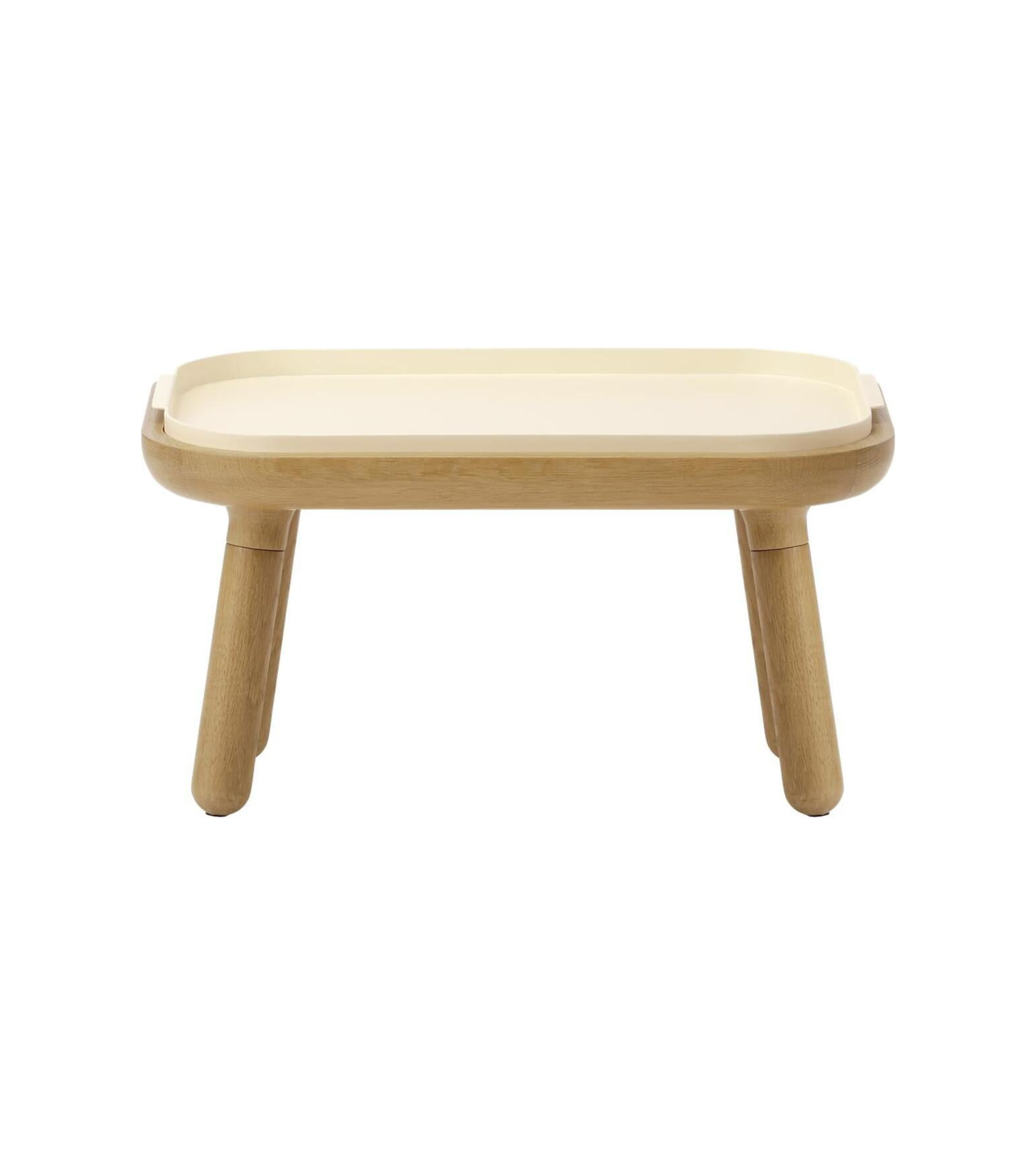 Kávový stolík PAFF perlová biela s dubovou základňou