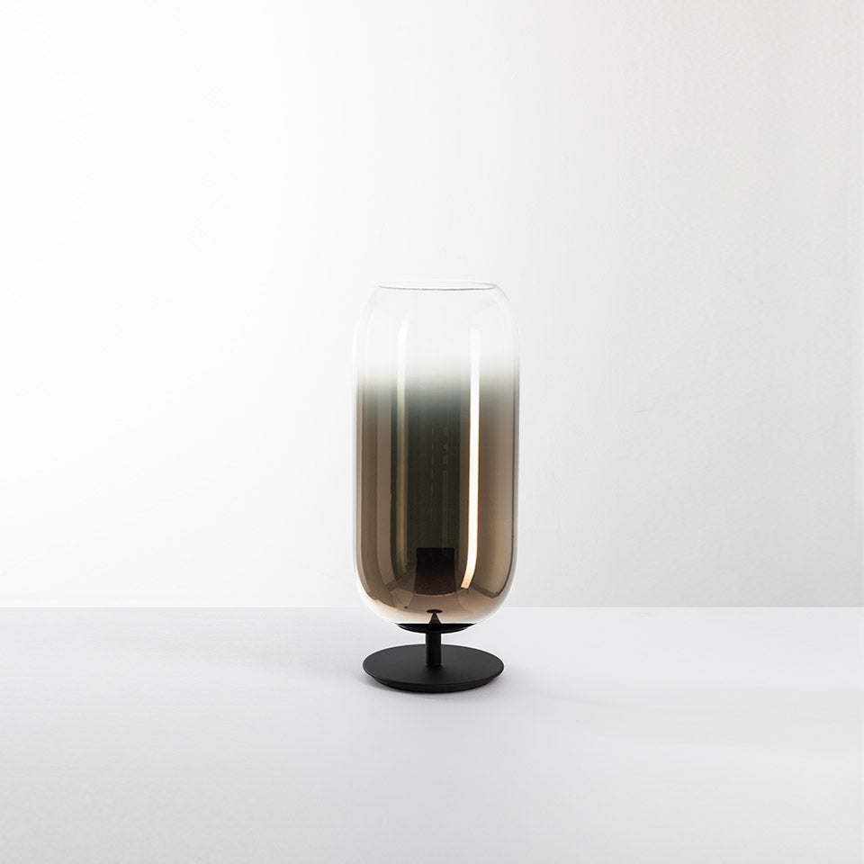 Stolná lampa GOPLE hnedá s čiernym podstavcom