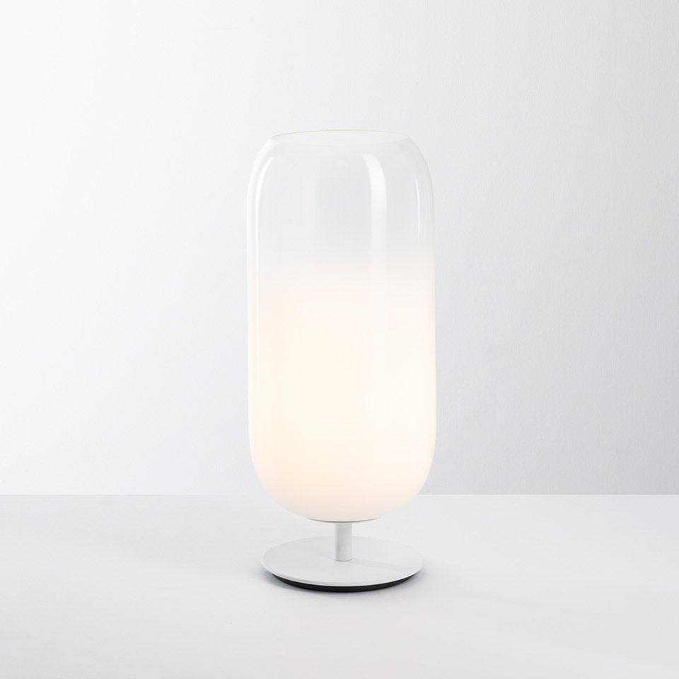 Stolná lampa GOPLE biela s bielym podstavcom