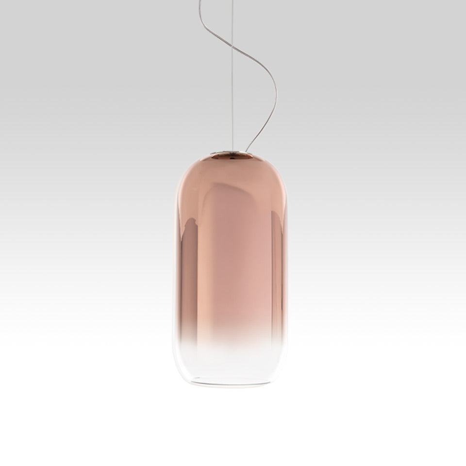 Závesná lampa GOPLE medená so strieborným povrchom