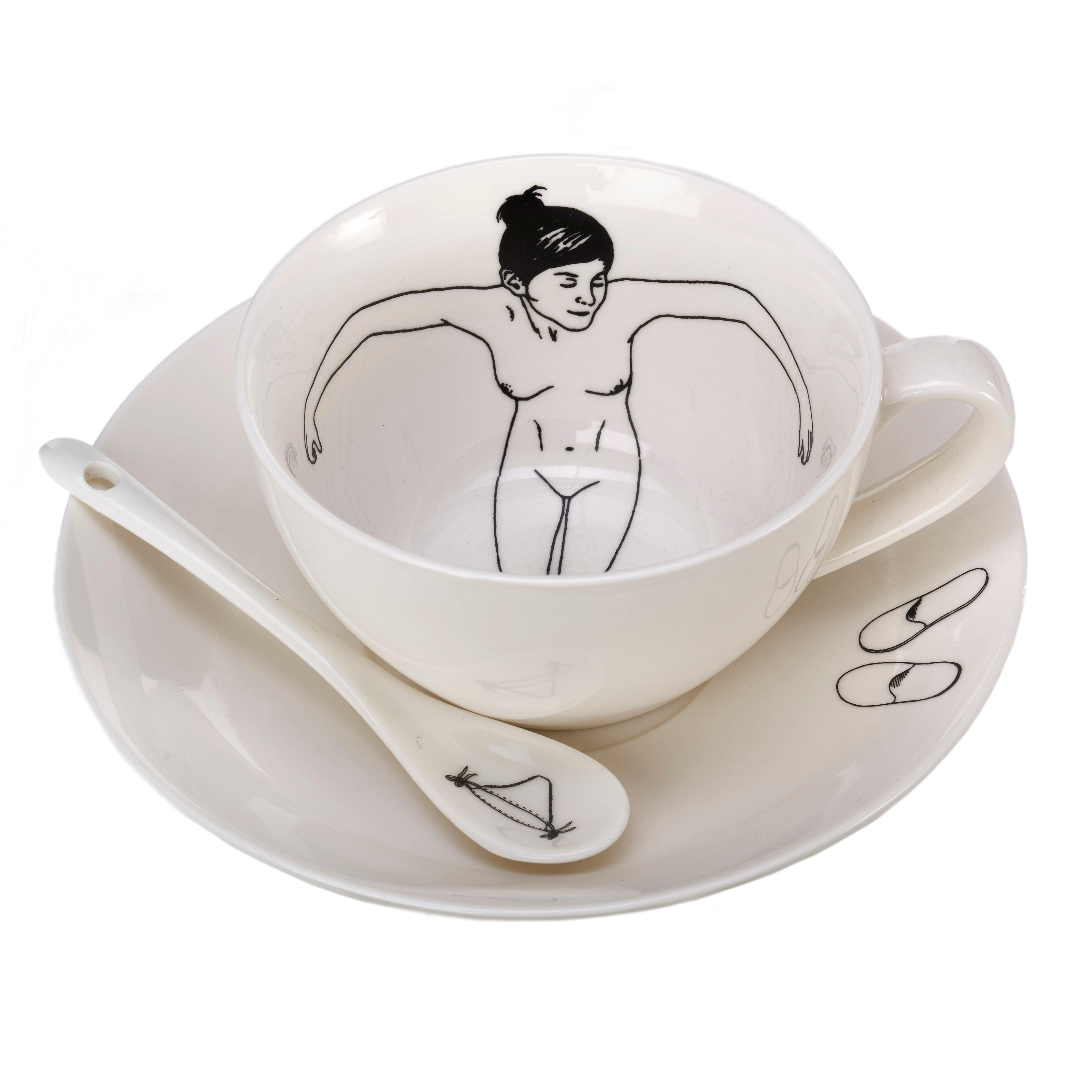 Zestaw filiżanek UNDRESSED biała porcelana Pols Potten Eye on Design