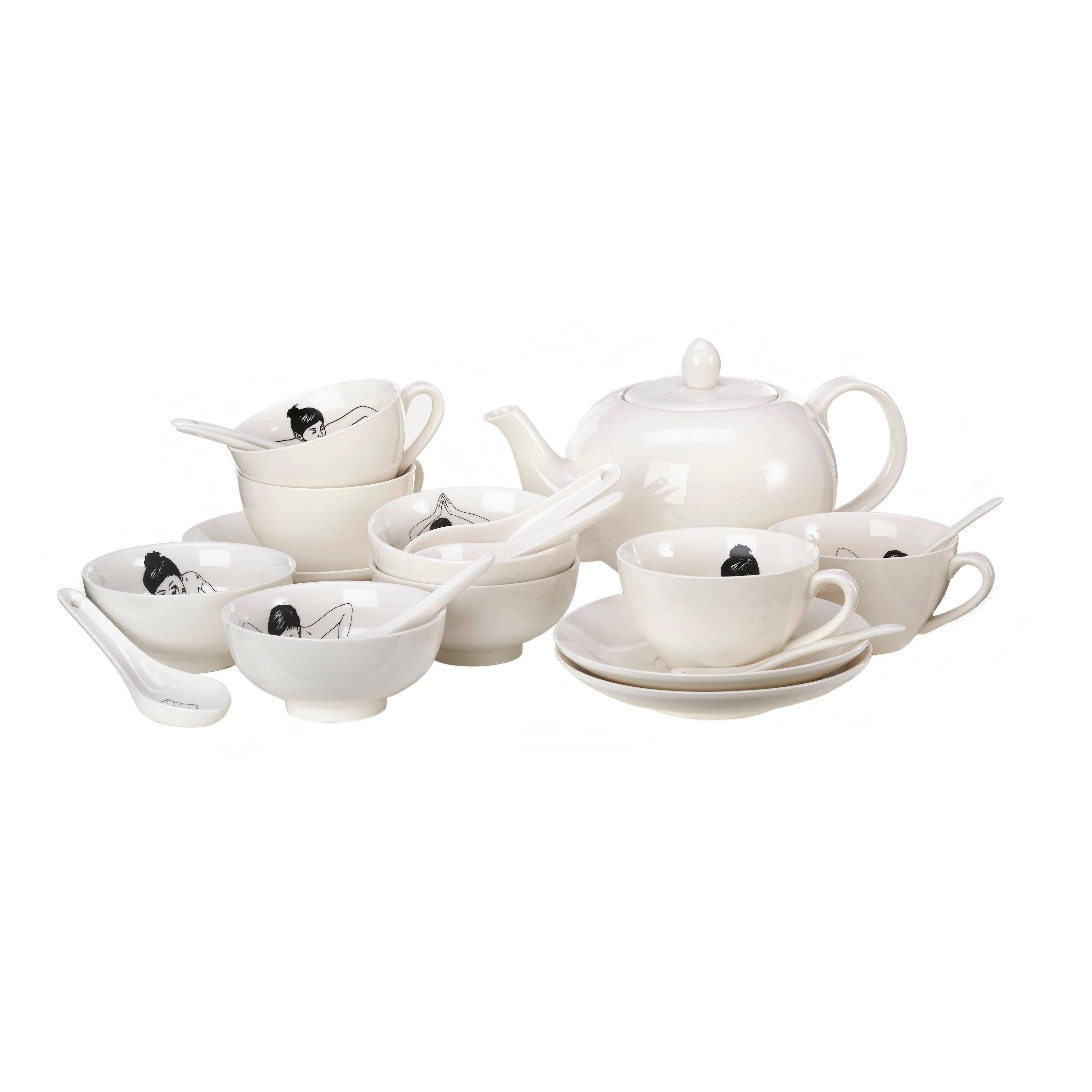 Zestaw filiżanek UNDRESSED biała porcelana Pols Potten Eye on Design