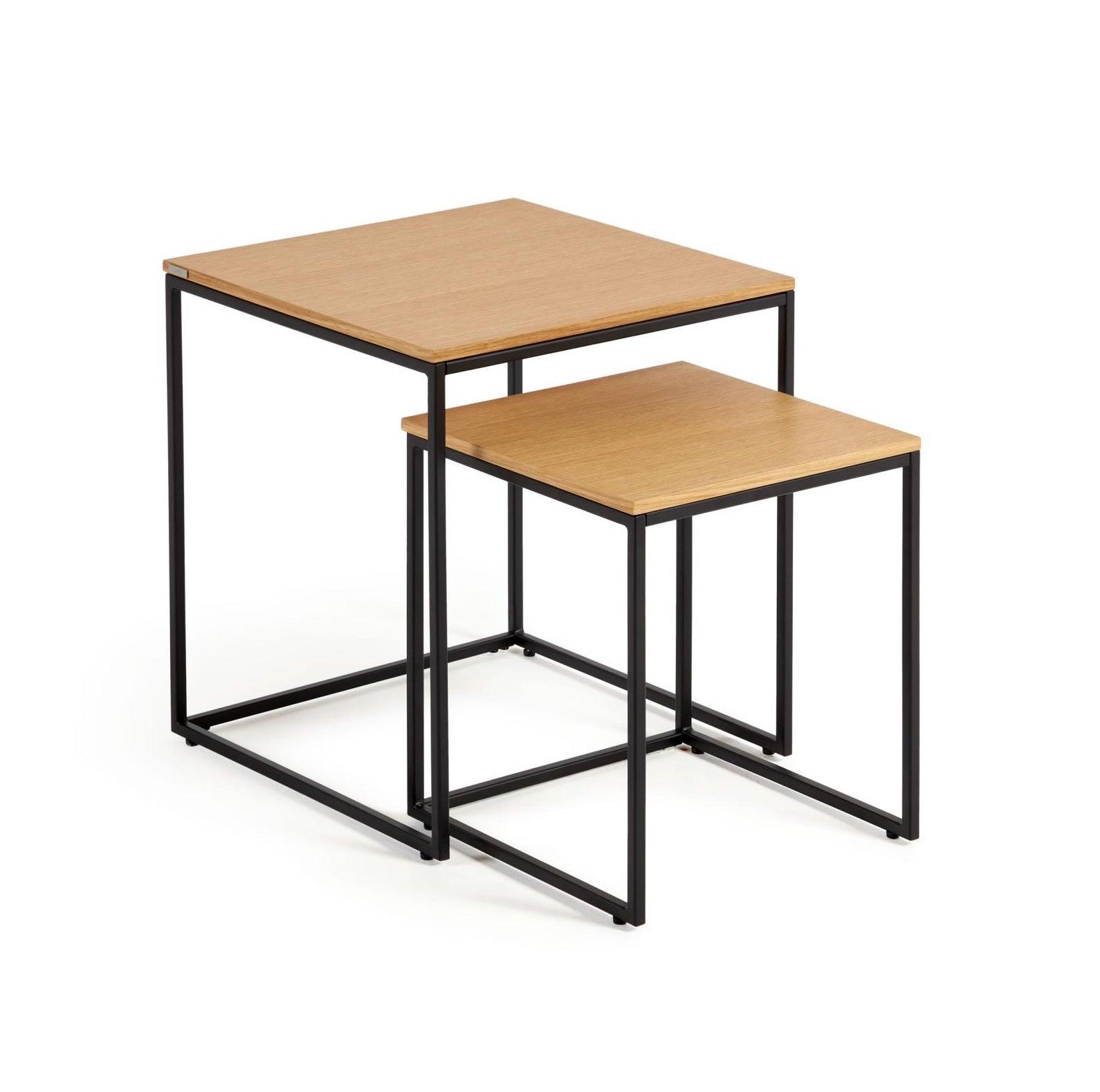 Zestaw kwadratowych stolików bocznych YOANA fornir dębowy z czarną podstawą La Forma Eye on Design