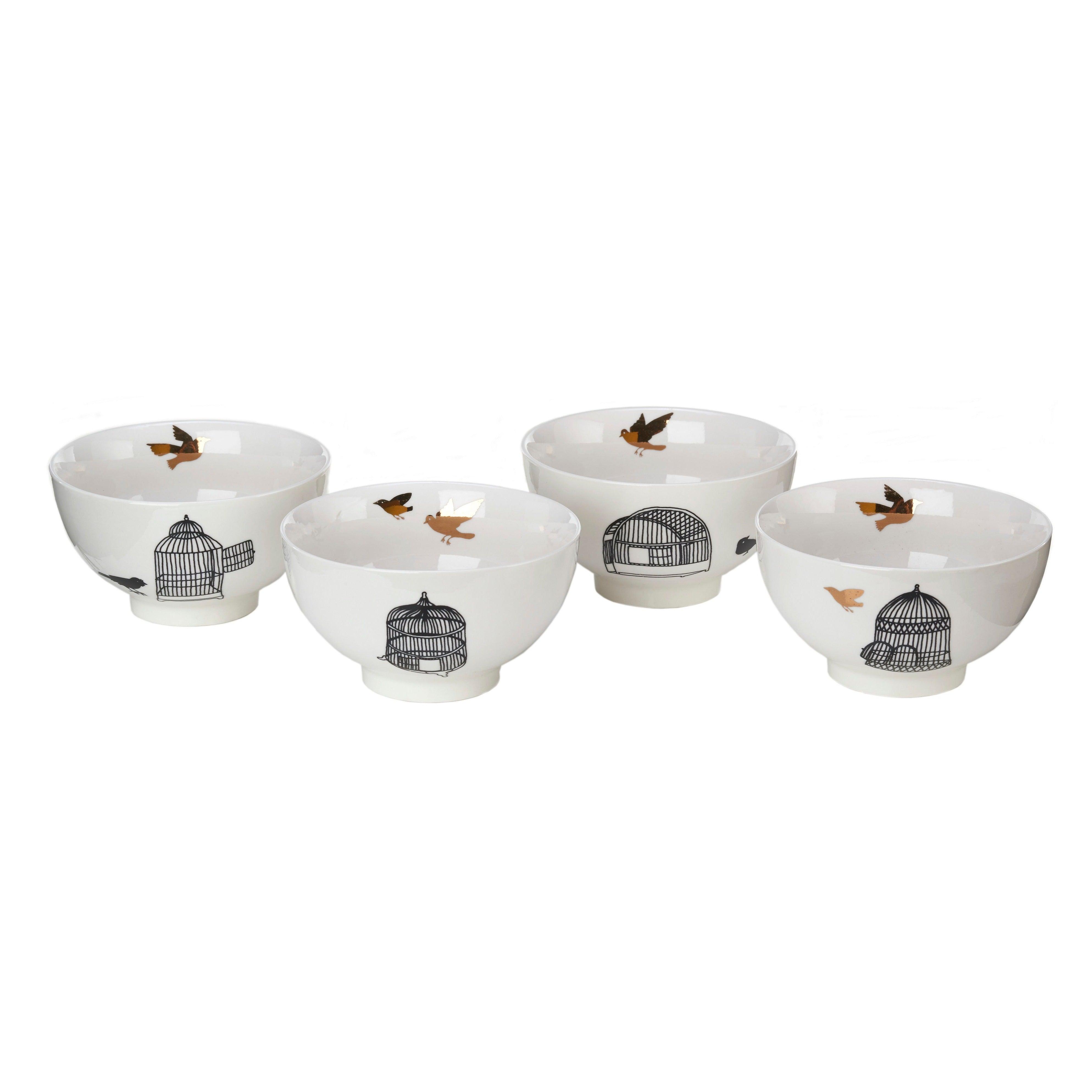 Zestaw misek na przekąski FREEDOM BIRDS biała porcelana Pols Potten Eye on Design