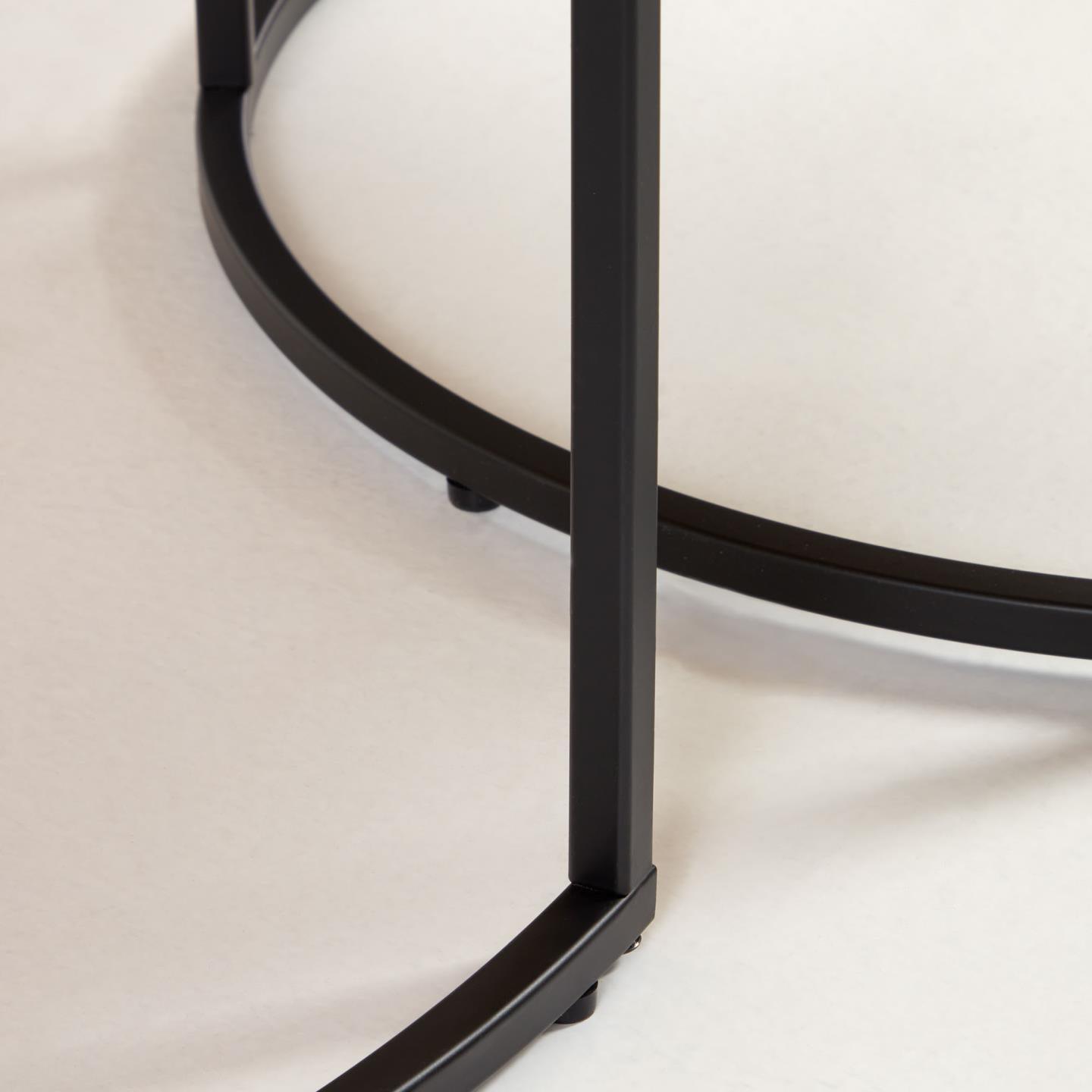 Zestaw okrągłych stolików bocznych YOANA fornir orzechowy z czarną podstawą La Forma Eye on Design