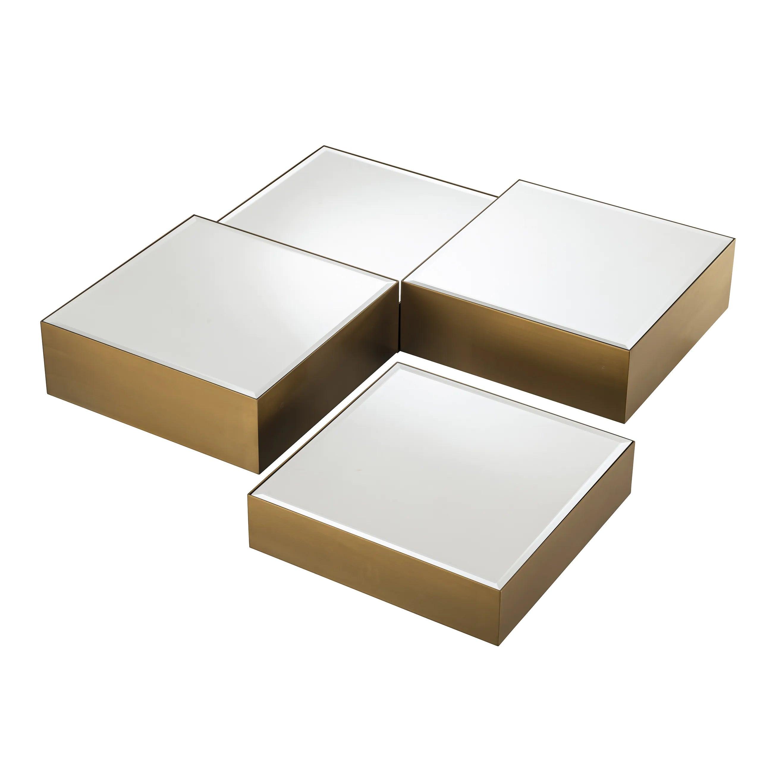 Zestaw stolików kawowych ESPOSITO mosiężny z lustrzanym blatem Eichholtz Eye on Design