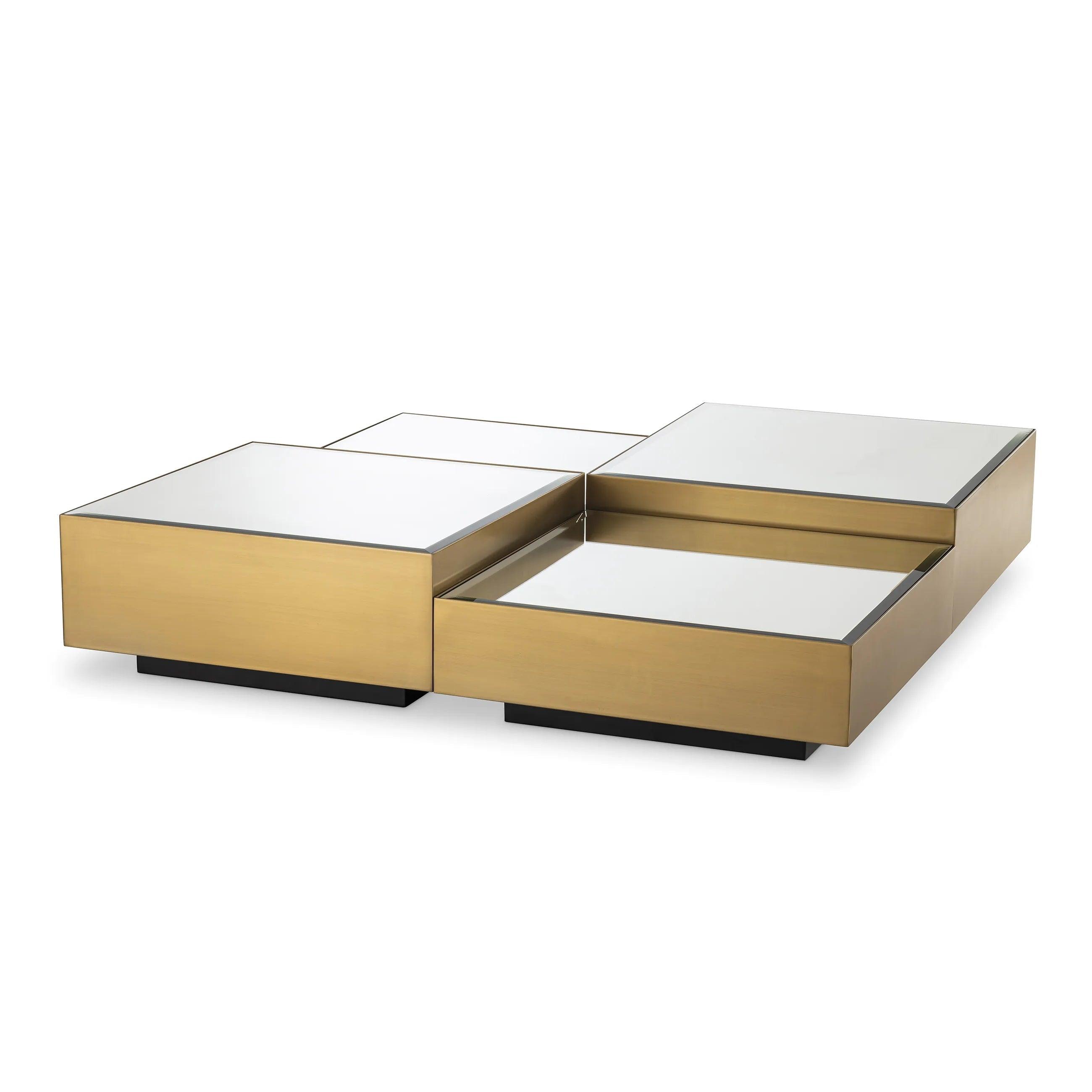 Zestaw stolików kawowych ESPOSITO mosiężny z lustrzanym blatem Eichholtz Eye on Design