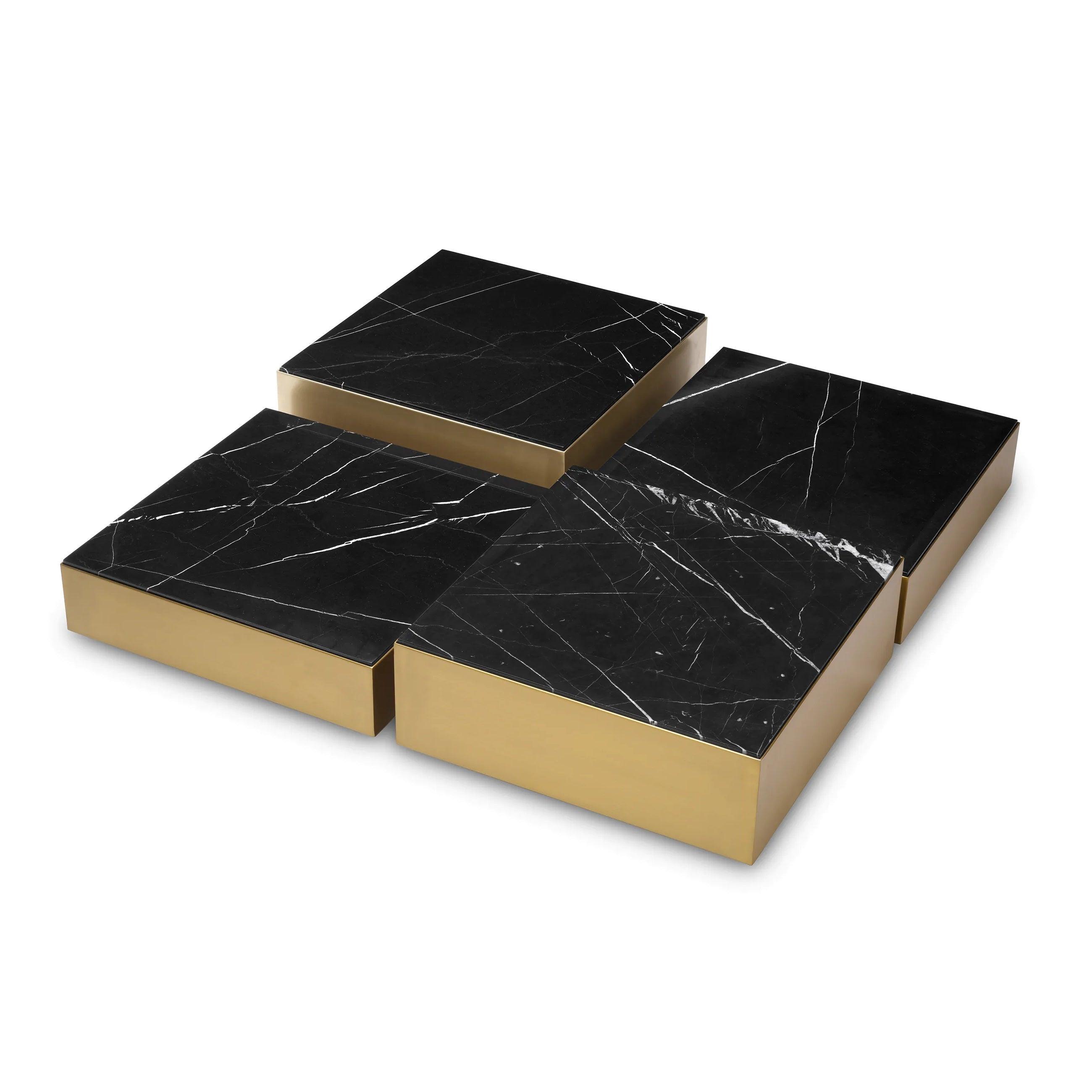 Zestaw stolików kawowych ESPOSITO mosiężny z marmurowym blatem Eichholtz Eye on Design