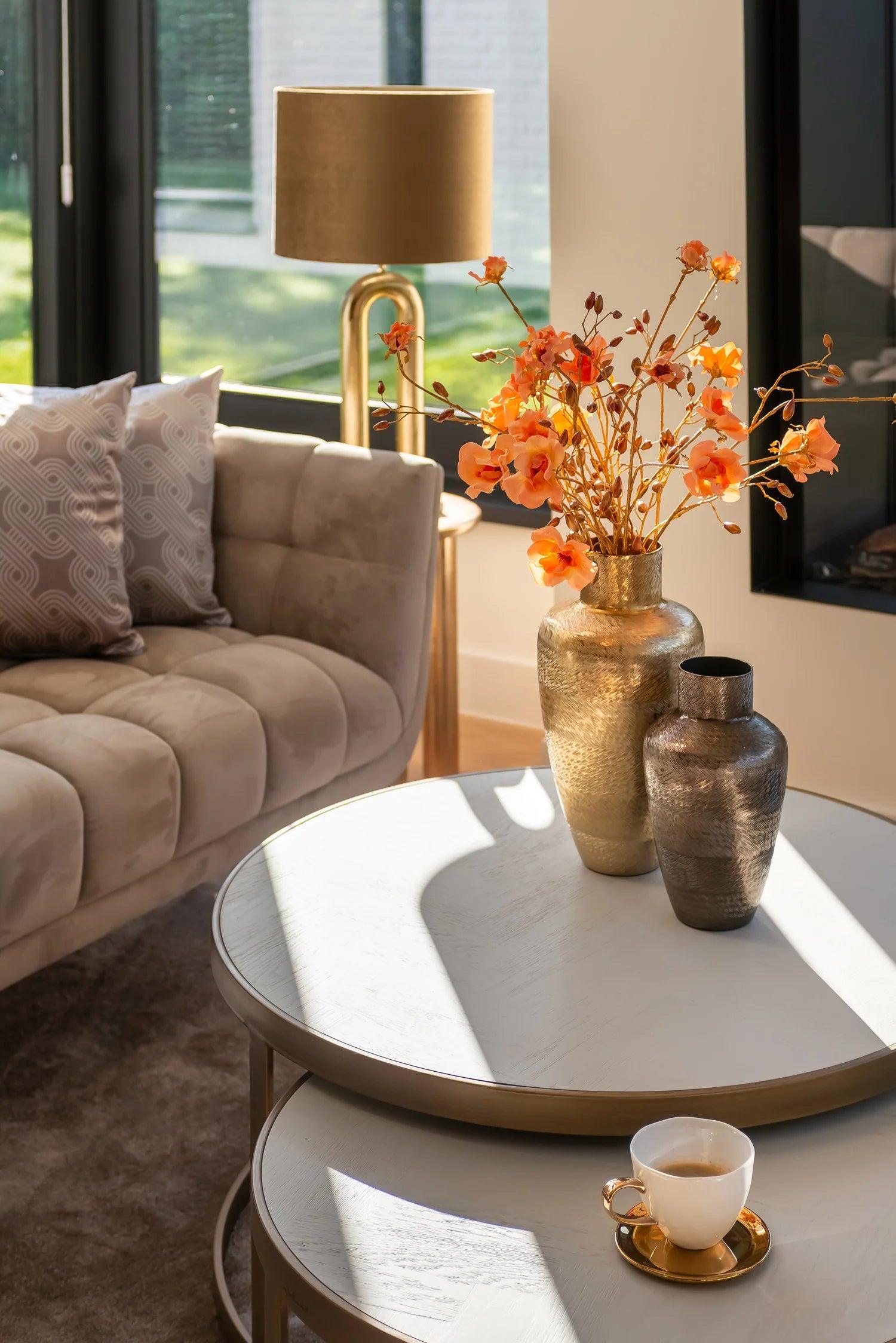 Zestaw stolików kawowych WHITEBONE mosiężny Richmond Interiors Eye on Design