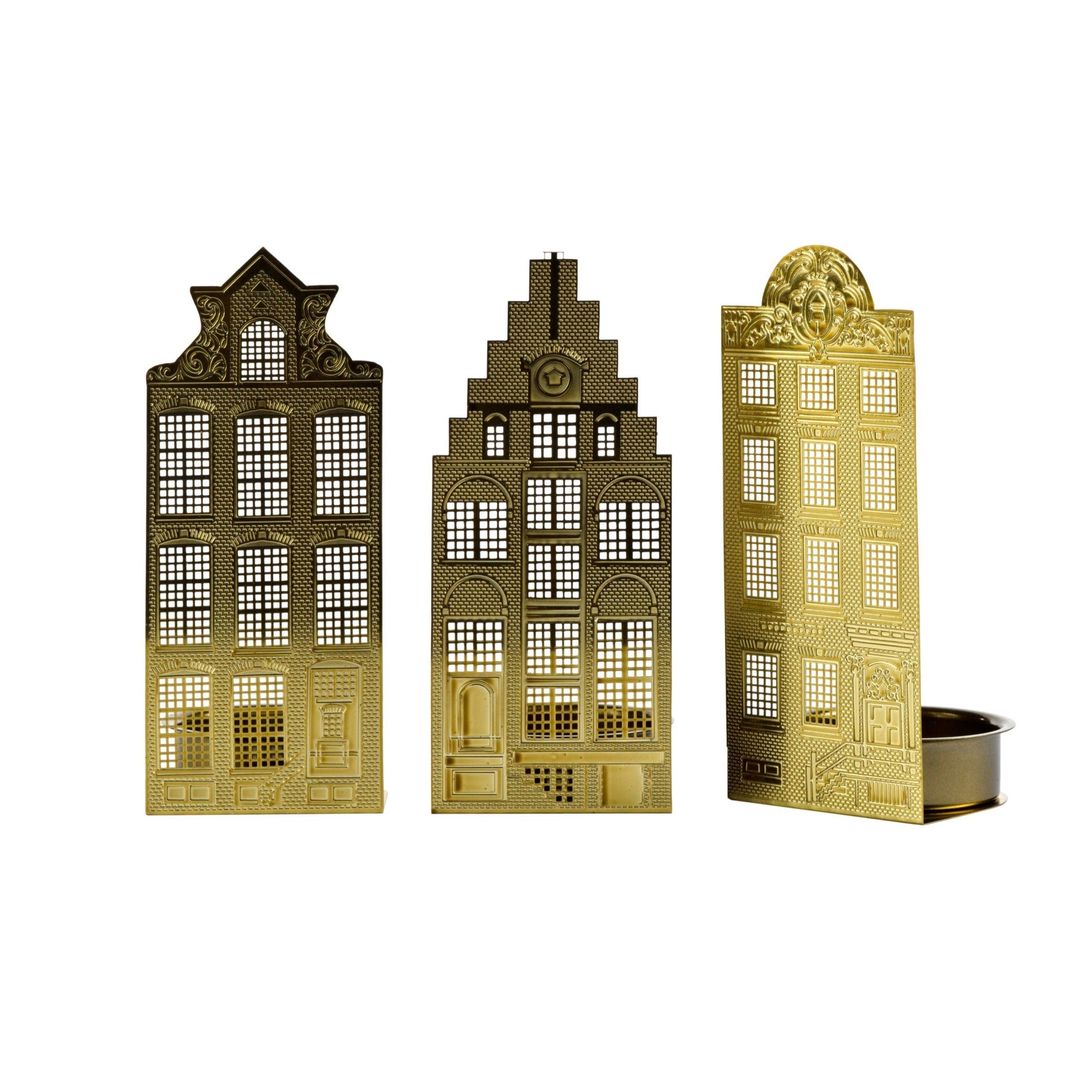 Zestaw świeczników WAXINELIGHT CANALHOUSES złoty Pols Potten Eye on Design