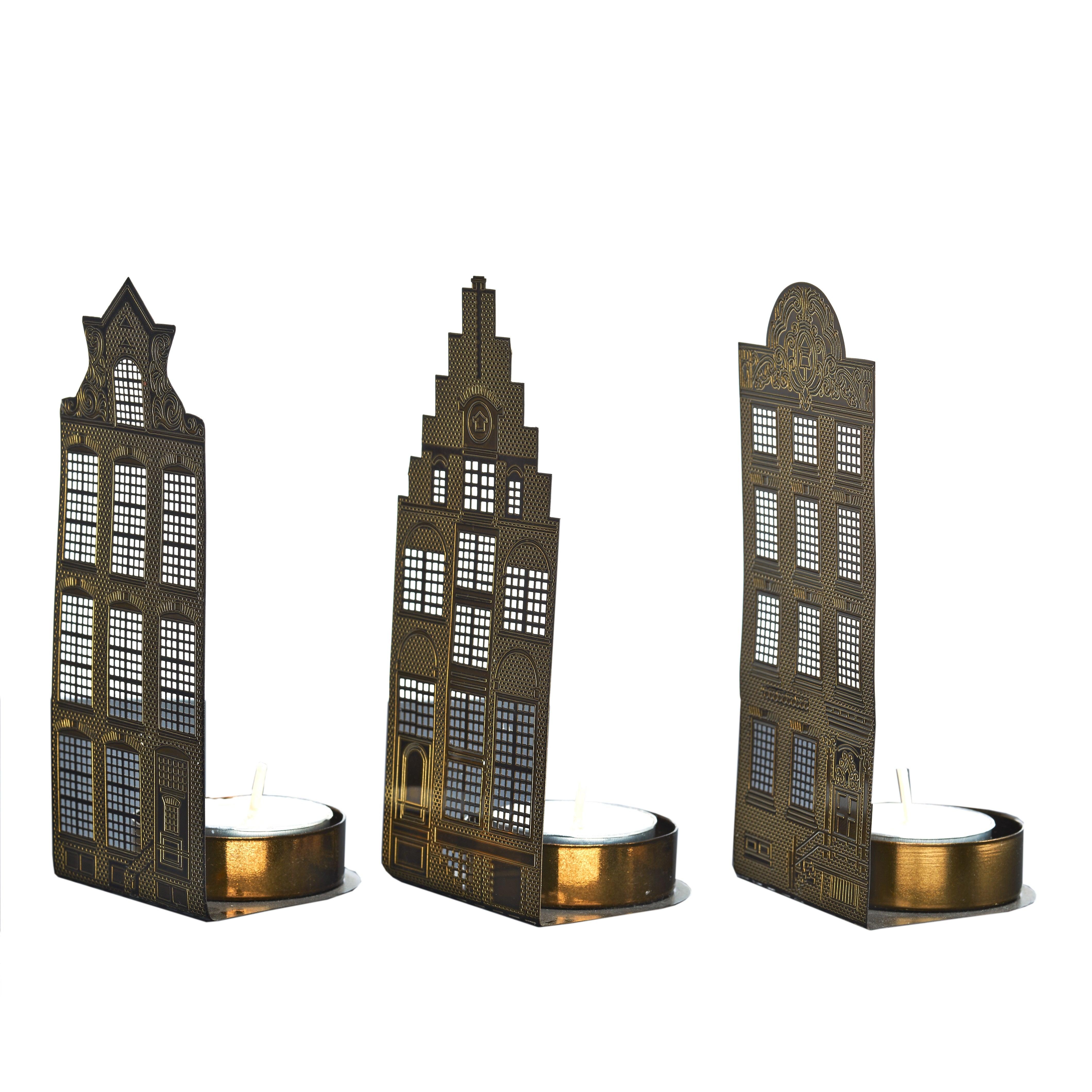 Zestaw świeczników WAXINELIGHT CANALHOUSES złoty Pols Potten Eye on Design