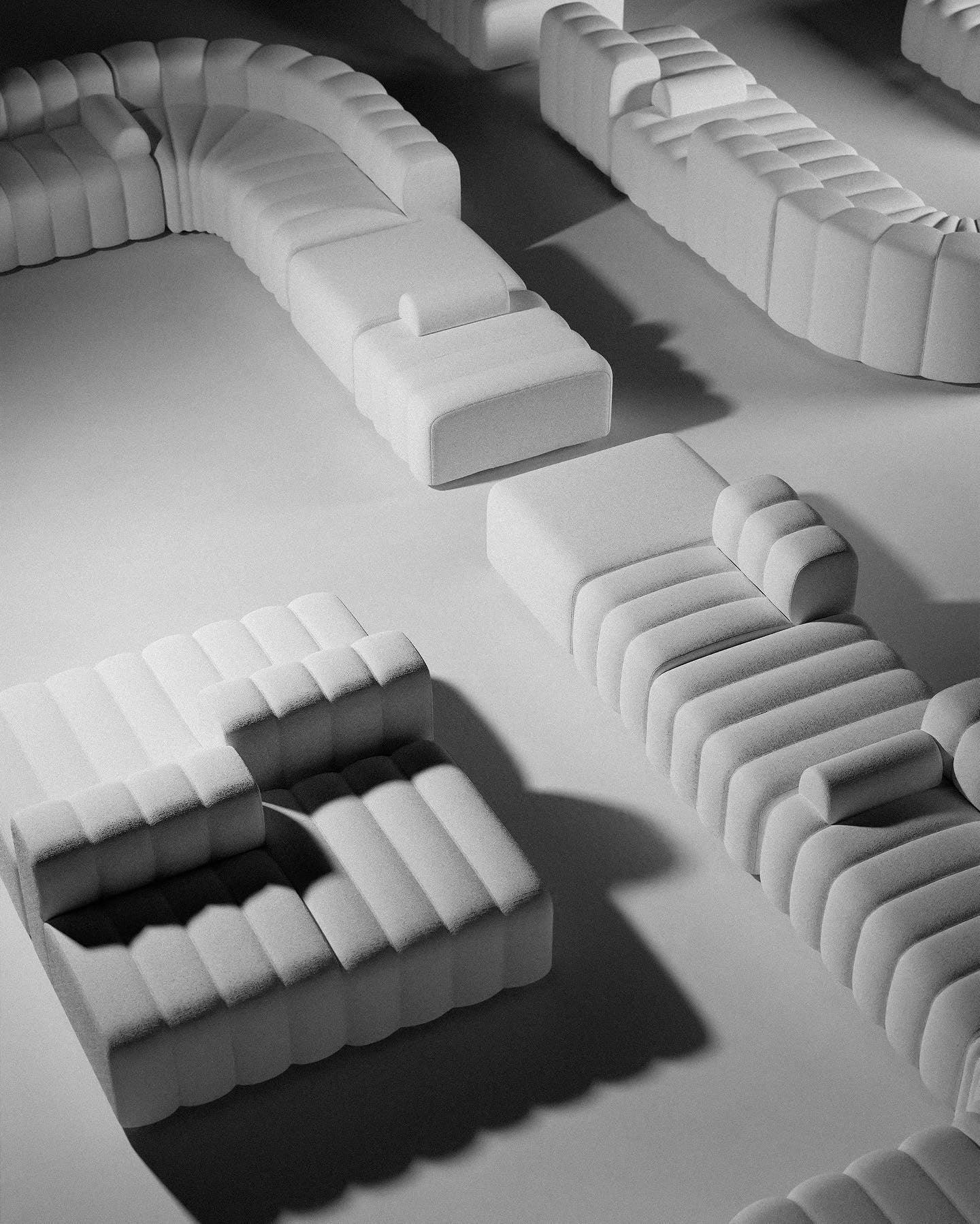 Zestaw wypoczynkowy modułowy STUDIO boucle kremowy NORR11 Eye on Design