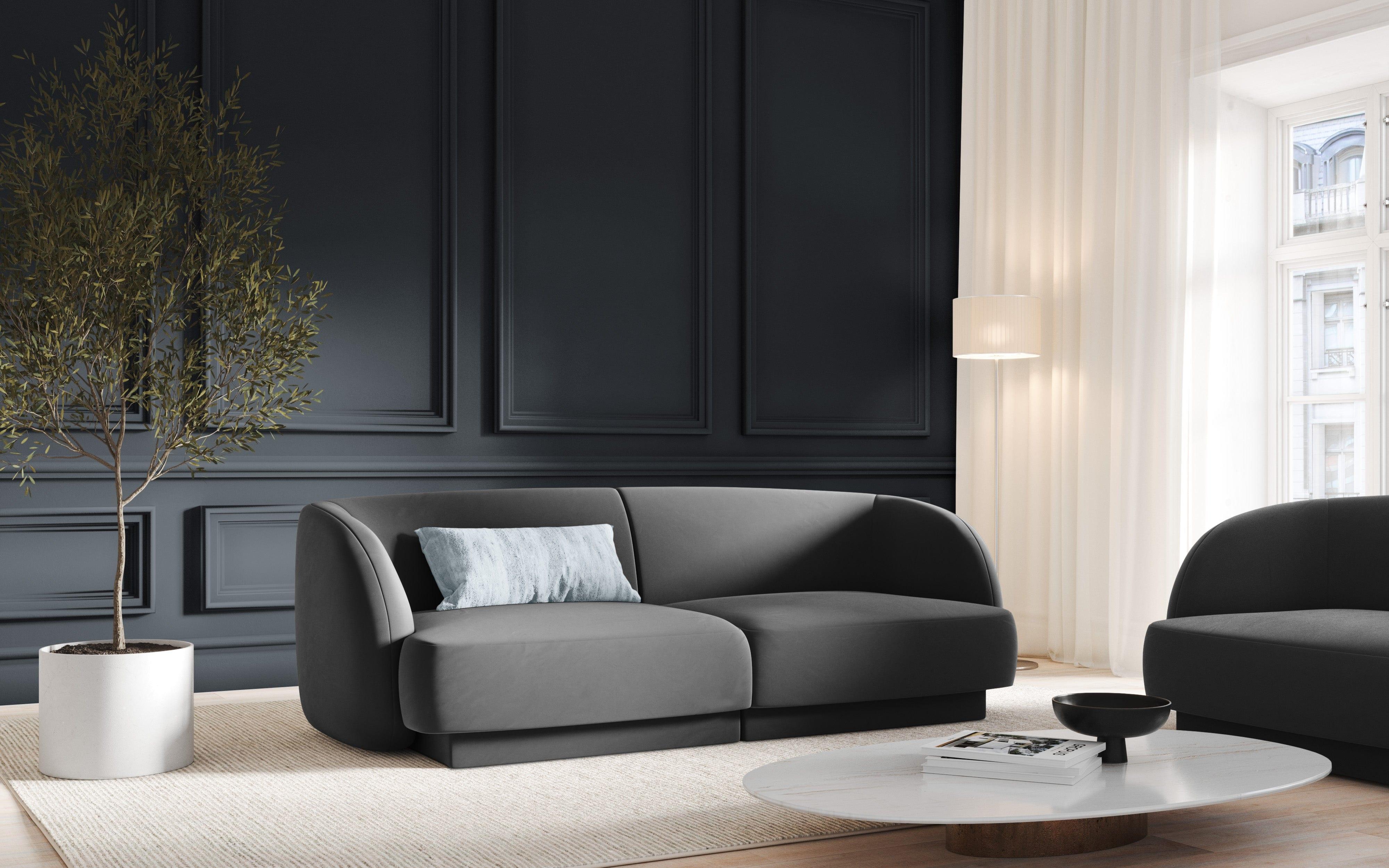 Sofa aksamitna 2-osobowa MILEY ciemnoszary Micadoni Eye on Design