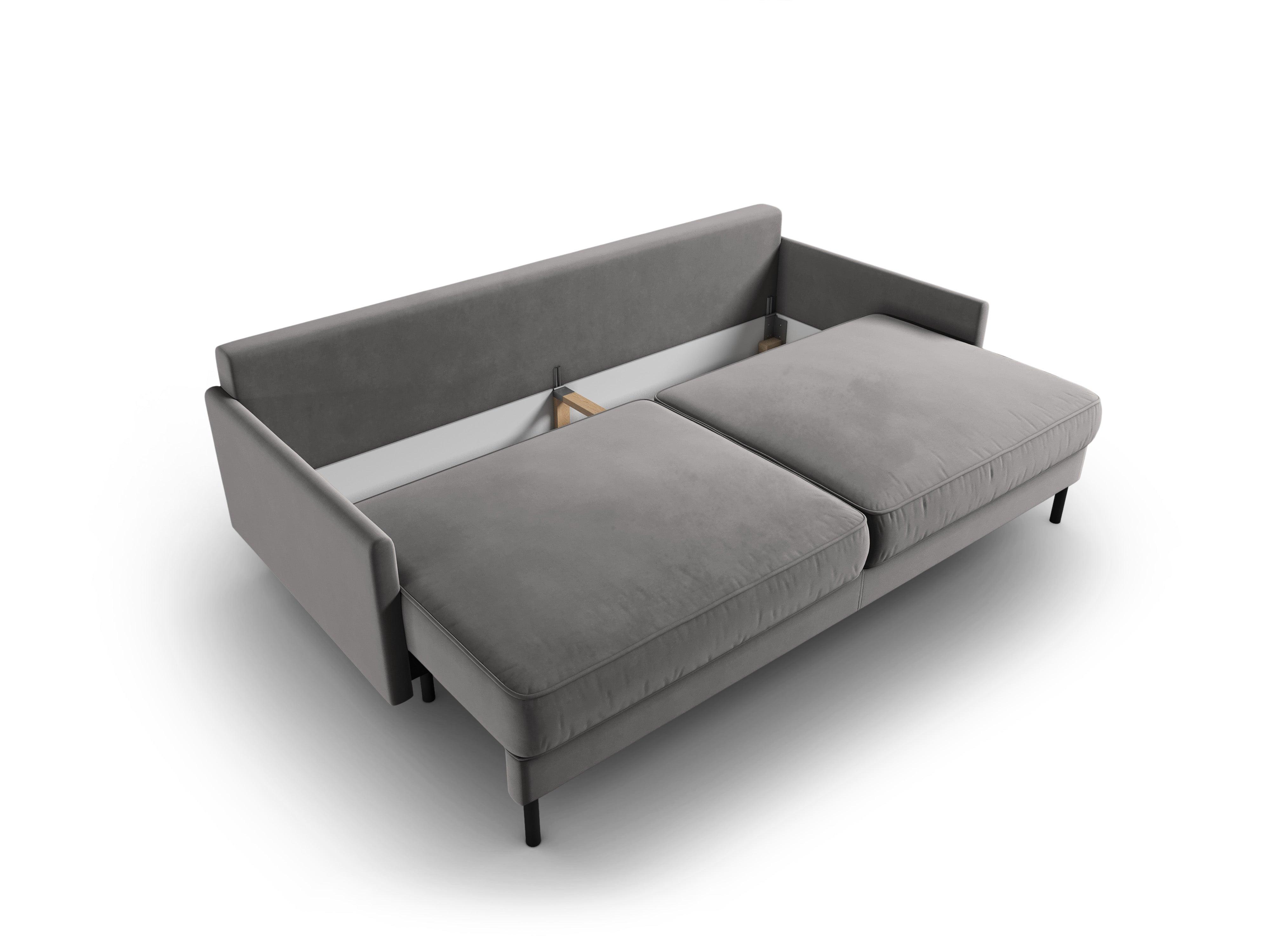 Sofa aksamitna z funkcją spania SCOTT jasnoszary Micadoni Eye on Design