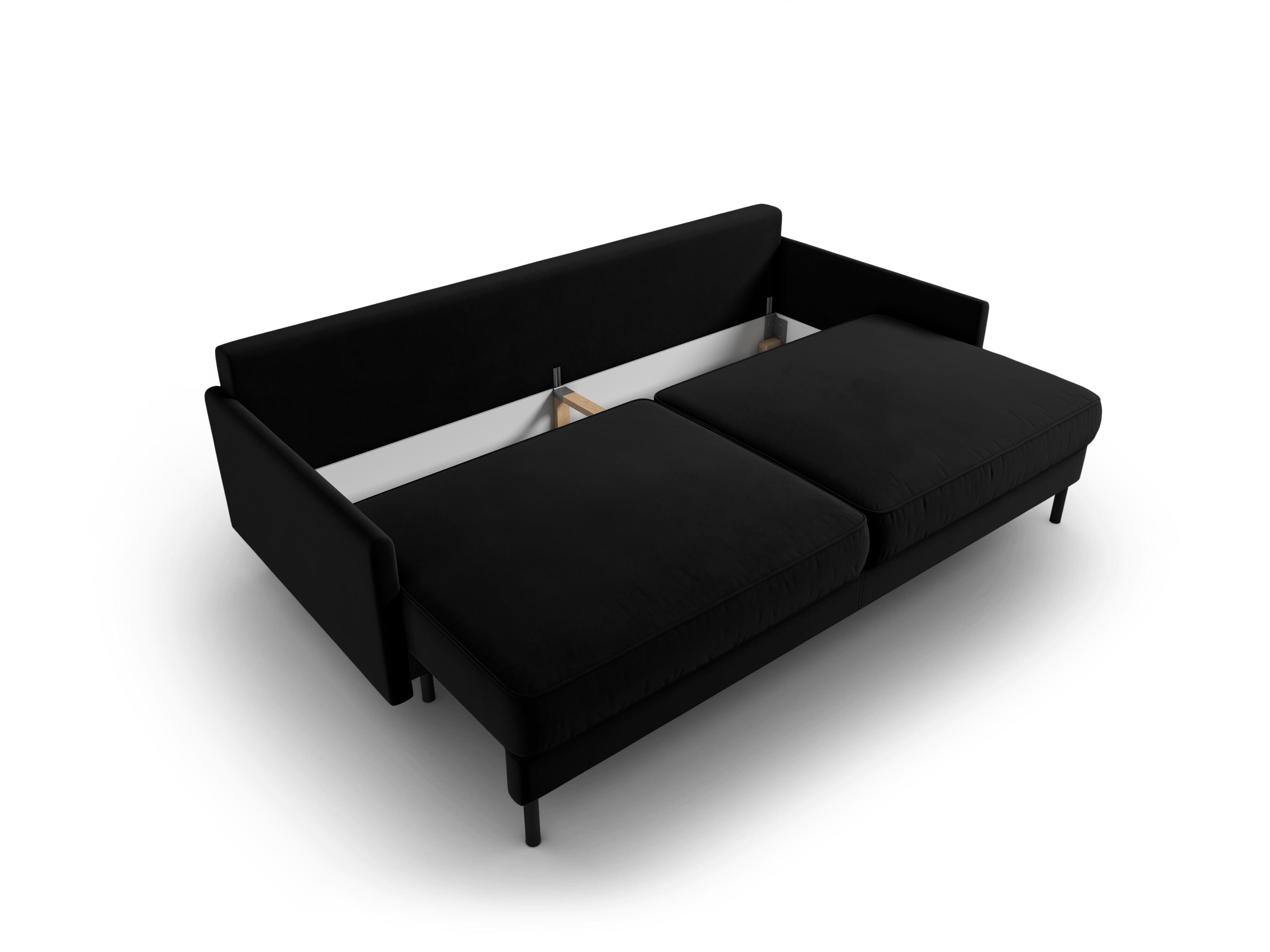 Sofa aksamitna z funkcją spania SCOTT czarny Micadoni Eye on Design